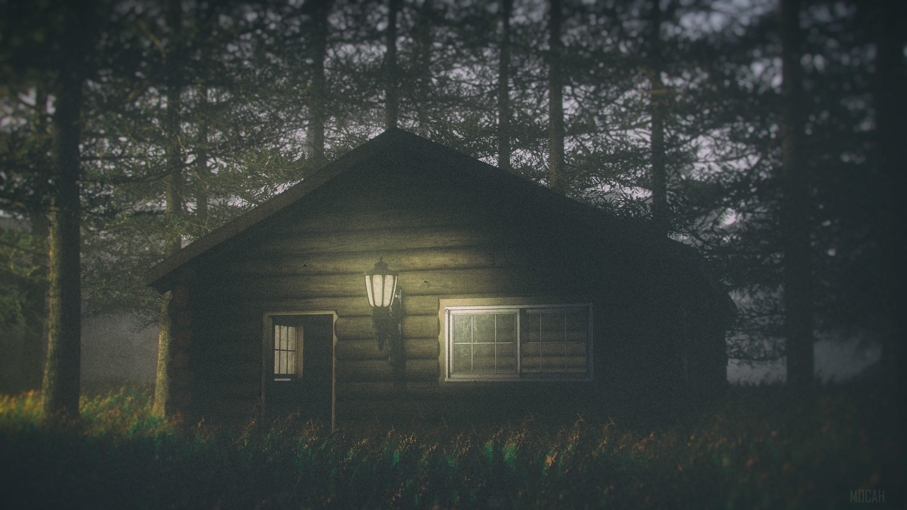 HD wallpaper, House In Forest Darkness 4K