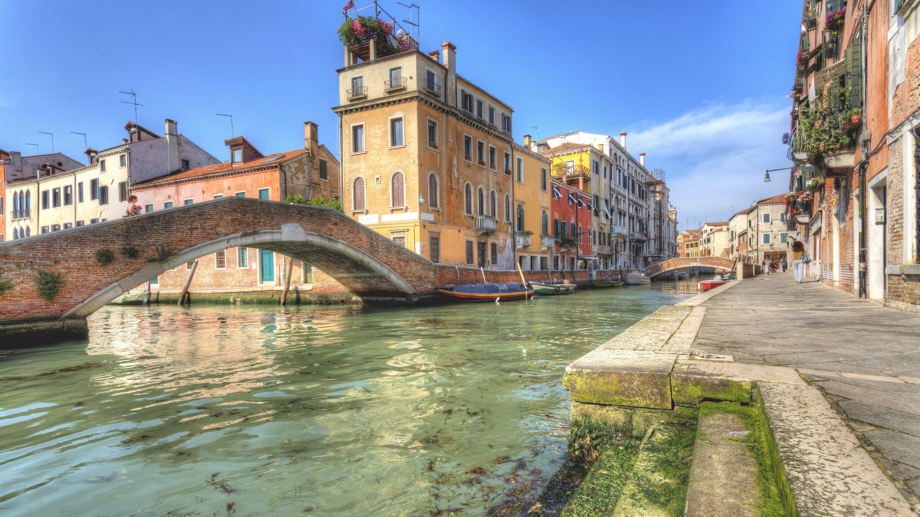 HD wallpaper, Venice, Bridge, Italy, River, Houses 4K