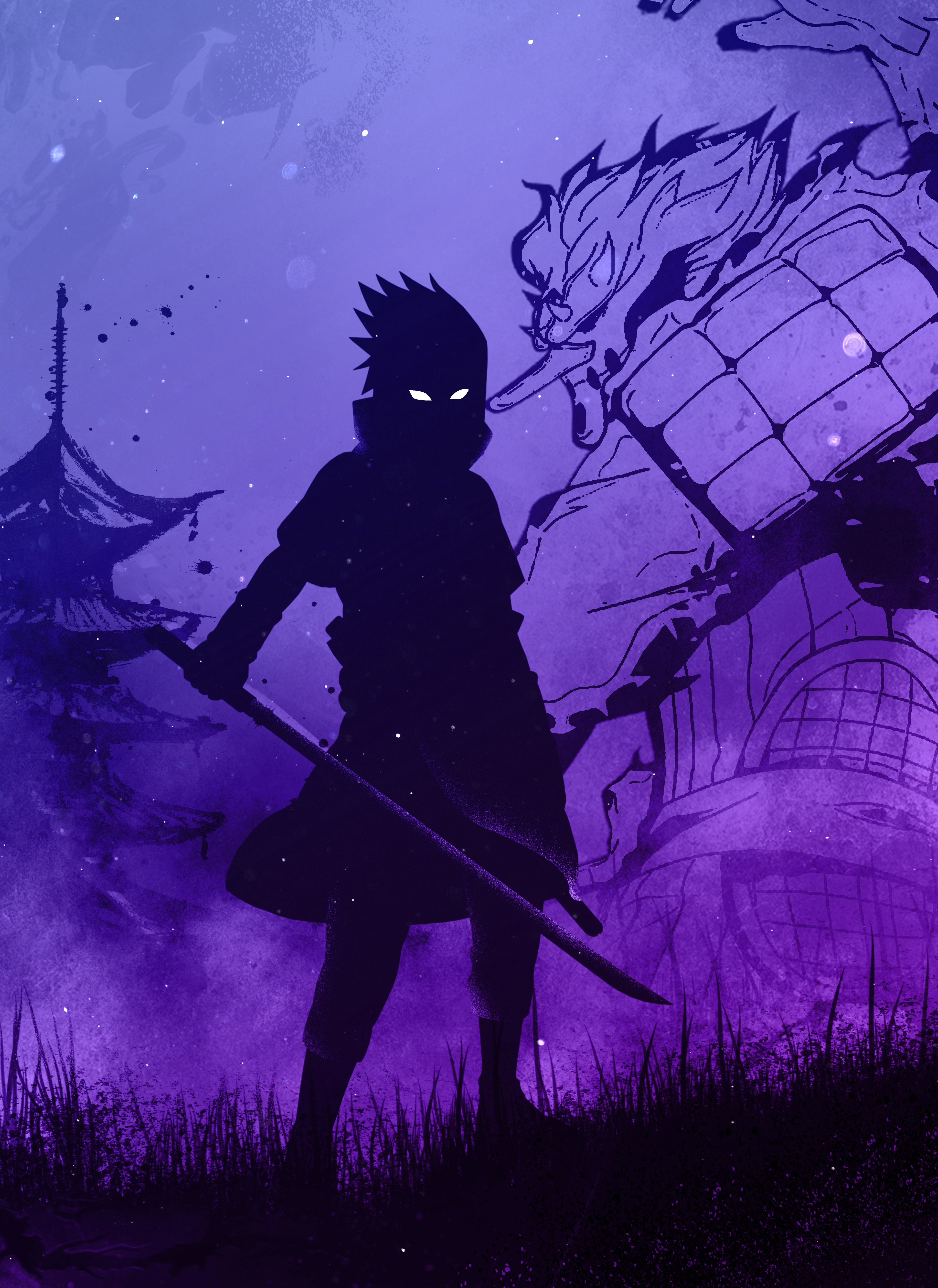 HD wallpaper, Sasuke Uchiha, Naruto, Silhouette, Illustration