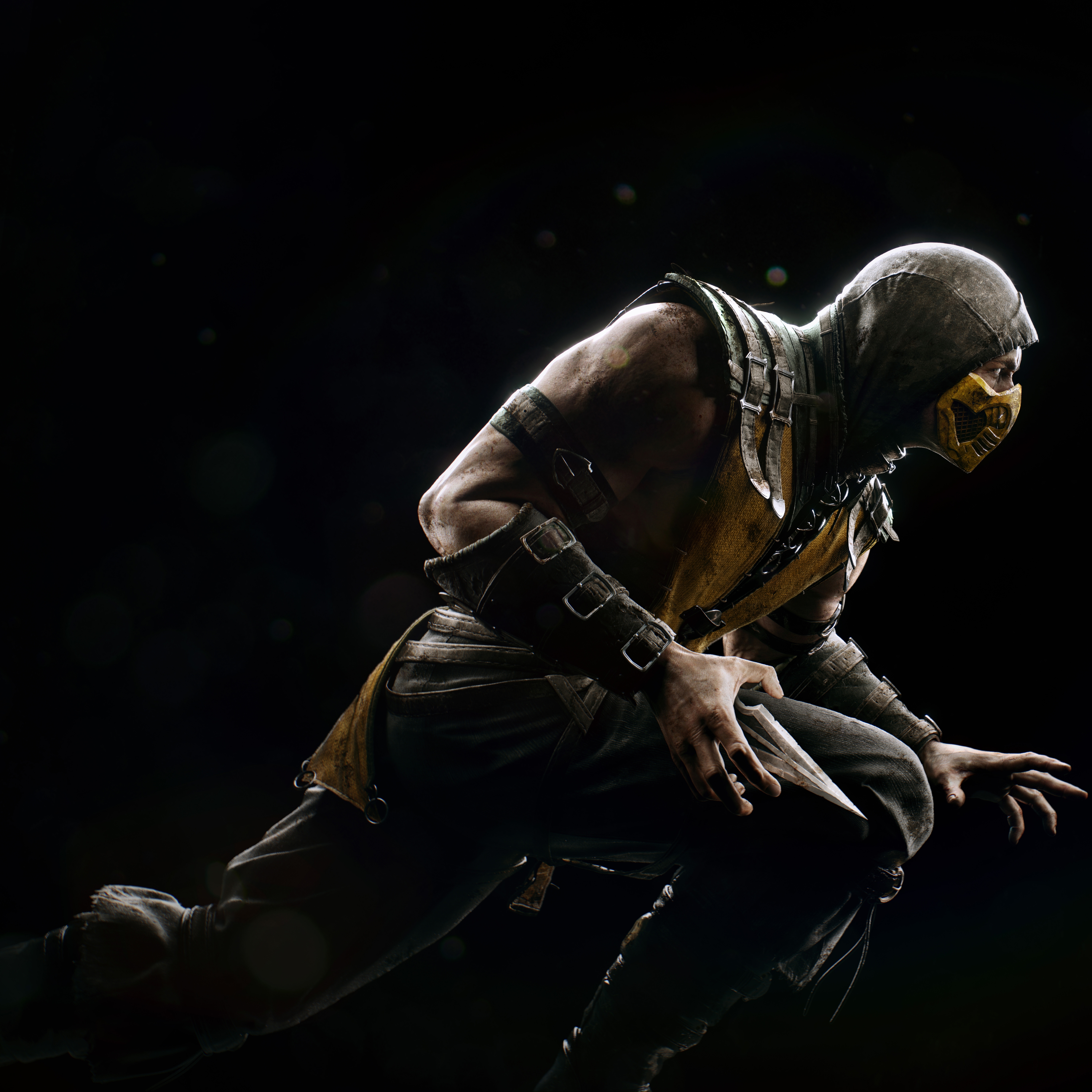 HD wallpaper, Ios Games, Mortal Kombat X, 5K, Scorpion, Black Background, Playstation 4, Pc Games, Android, Xbox One