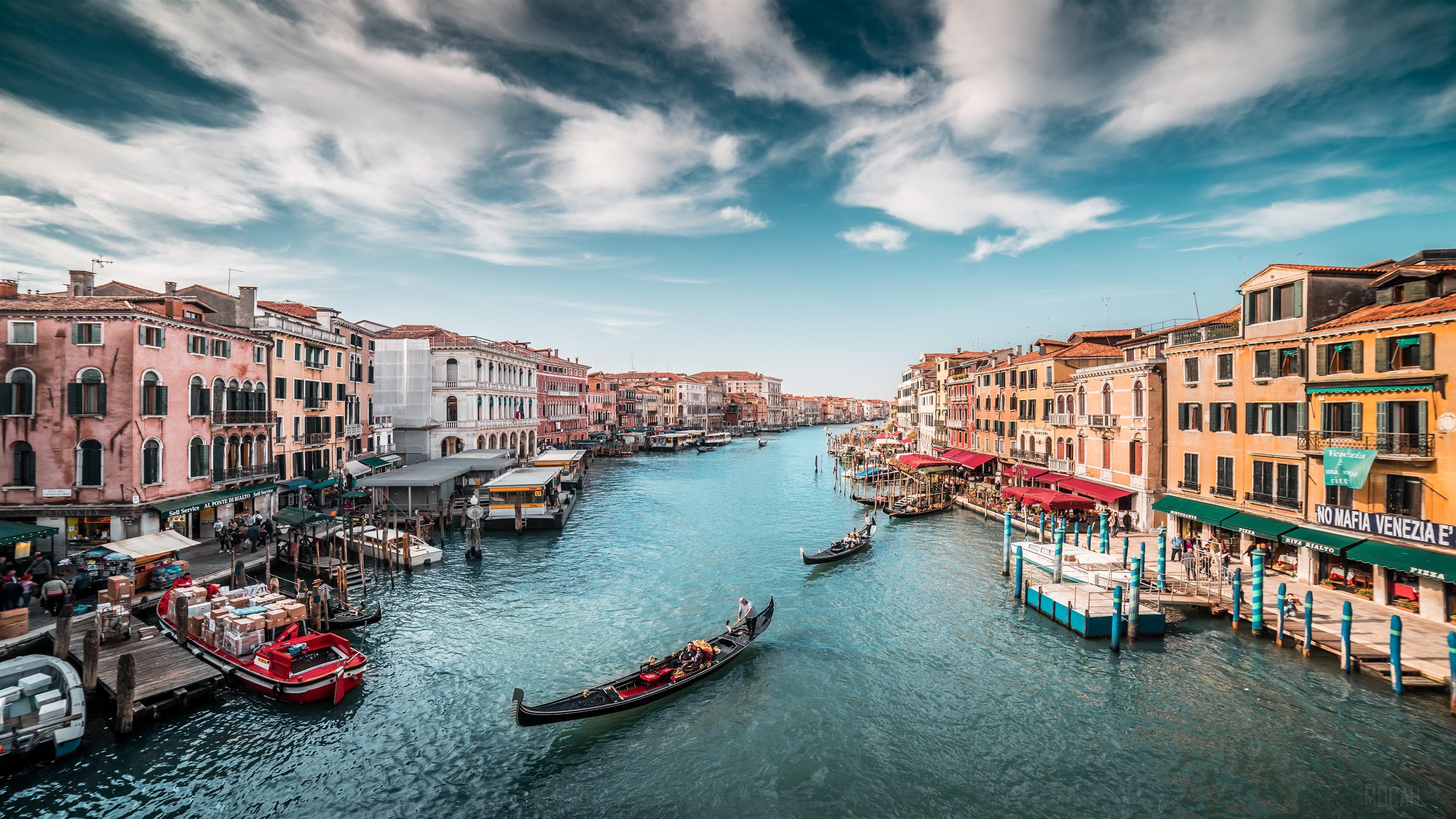 HD wallpaper, Italy Boats Venice Canal 4K