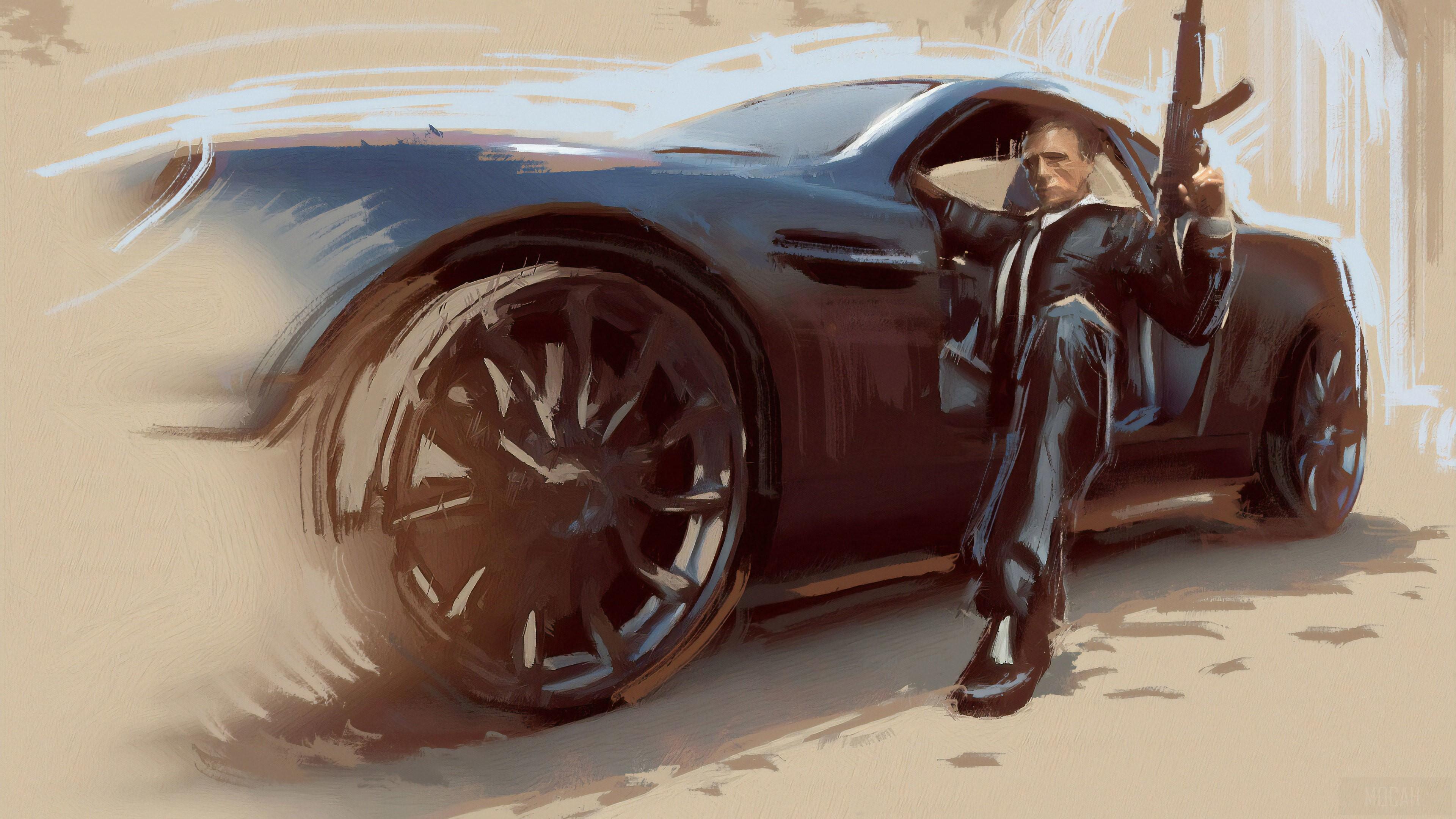 HD wallpaper, James Bond Car Art 4K