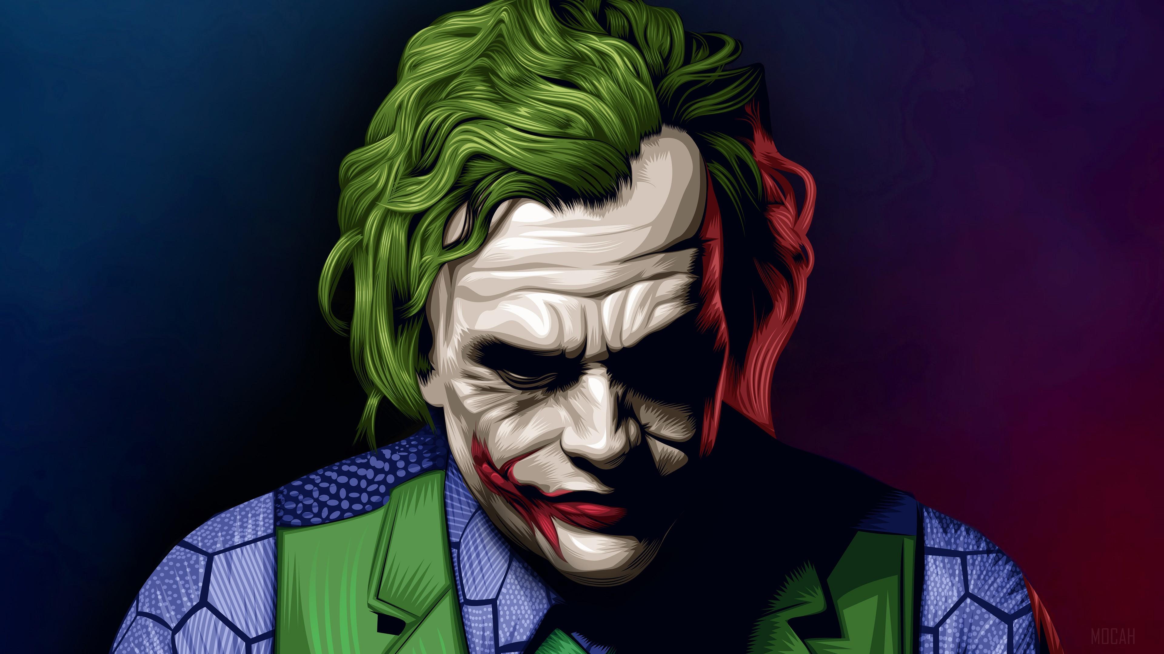 HD wallpaper, Joker Heath Ledger Illustration 4K