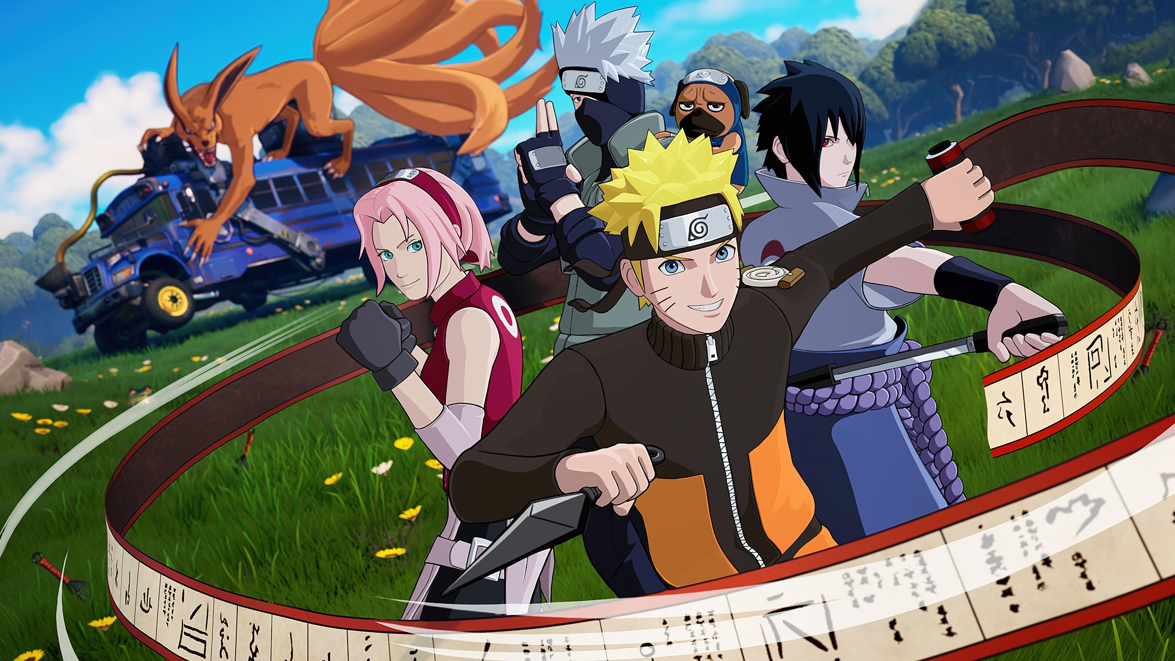 HD wallpaper, Kakashi, Kurama, Naruto, Sasuke, Sakura, Fortnite, 4K