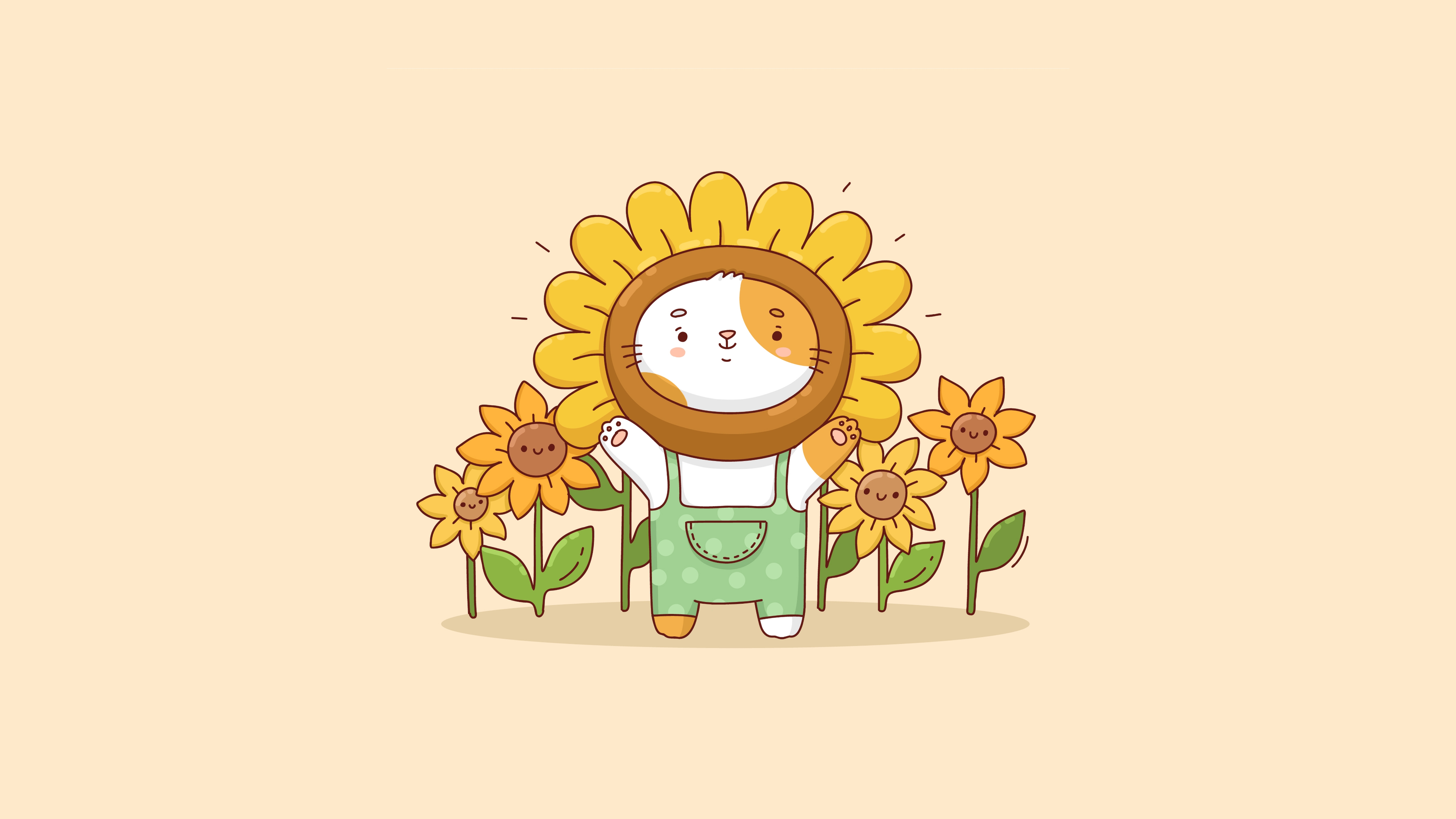 HD wallpaper, Kawaii Sunflowers, 5K, Kawaii Costume, Adorable, Cute Costume, Cute Sunflowers