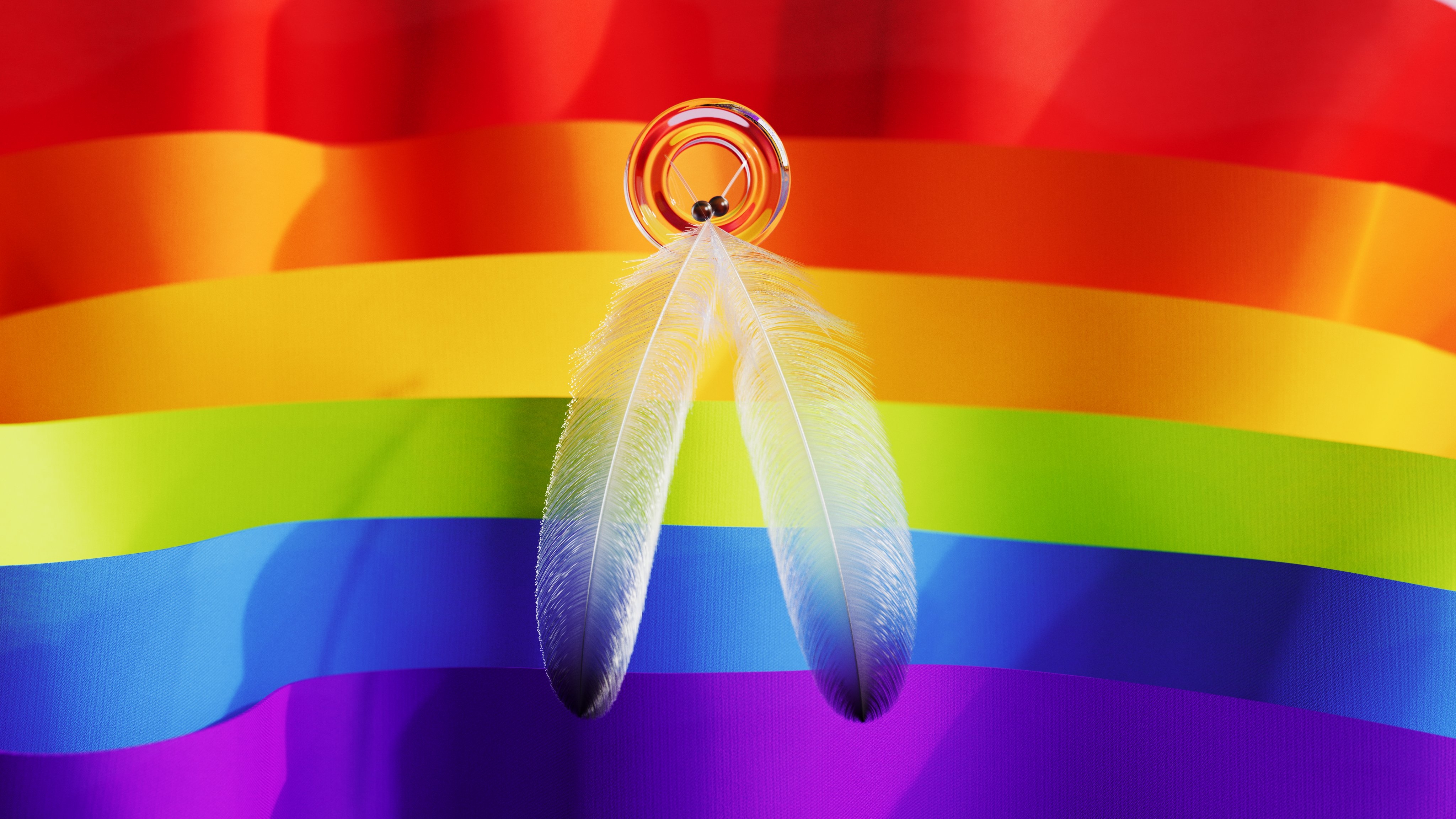 HD wallpaper, Pride, Lgbtq, Rainbow, Colorful Background, Ribbons, Feathers
