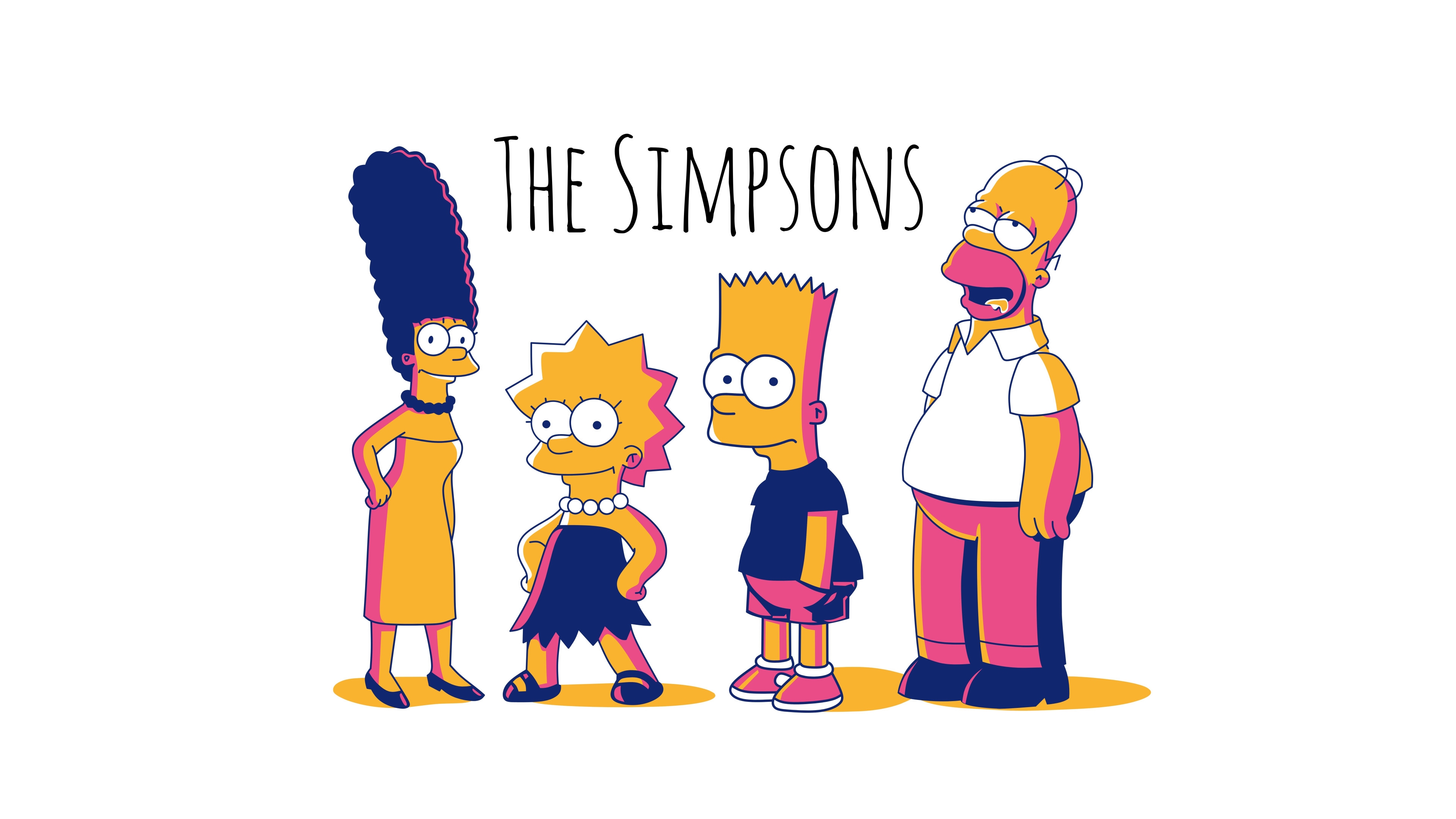 HD wallpaper, Lisa Simpson, Simpson Family, Marge Simpson, The Simpsons, Homer Simpson, White Background, Bart Simpson, Simple