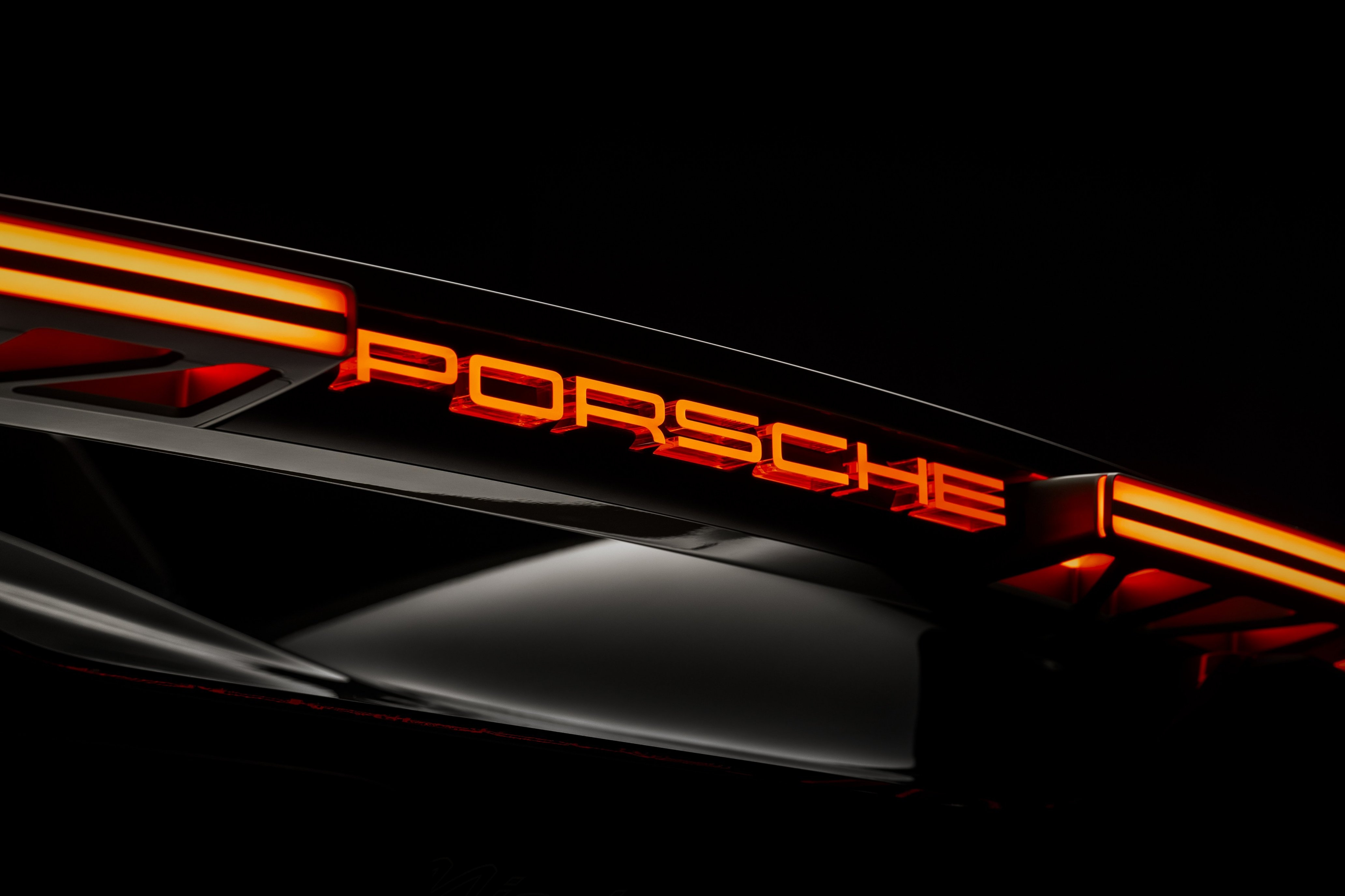 HD wallpaper, Illuminated, Rear View, Porsche Mission X, Logo