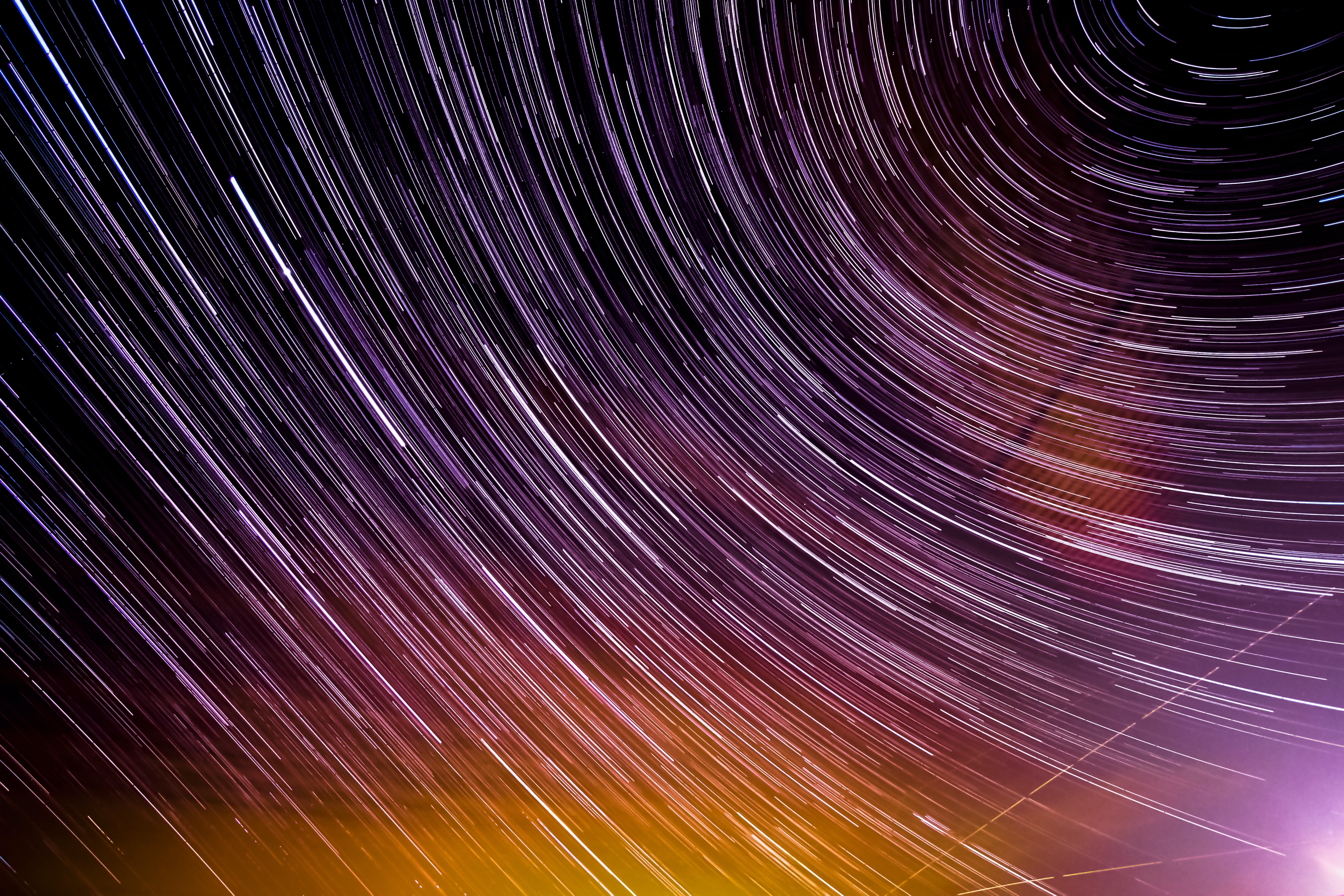 HD wallpaper, Timelapse, Night Sky, Pattern, Purple Light, Science, Star Trails, Astronomy, Outer Space, Long Exposure, 5K