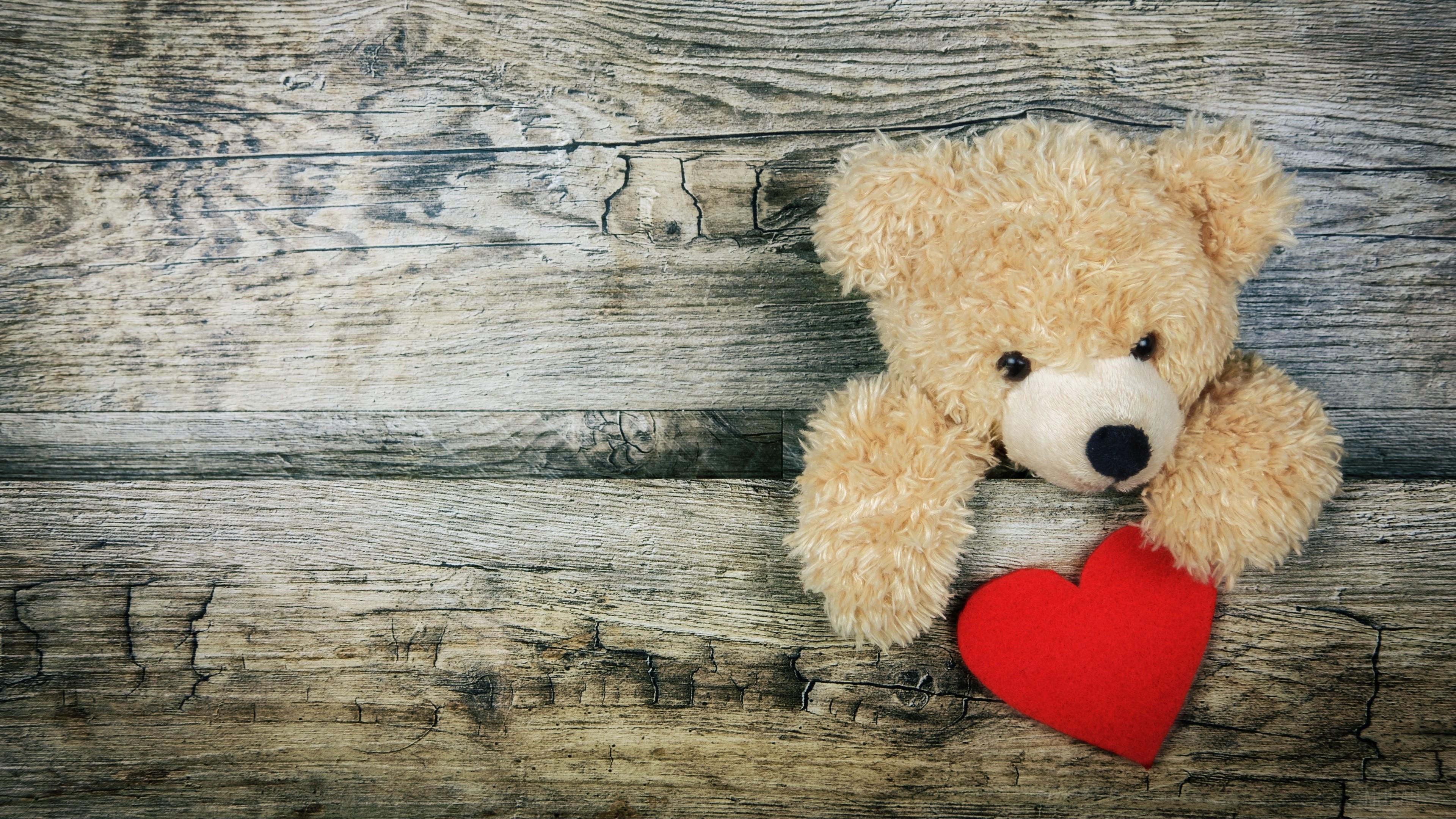 HD wallpaper, Valentines Day, Heart, Teddy Bear, Love 4K