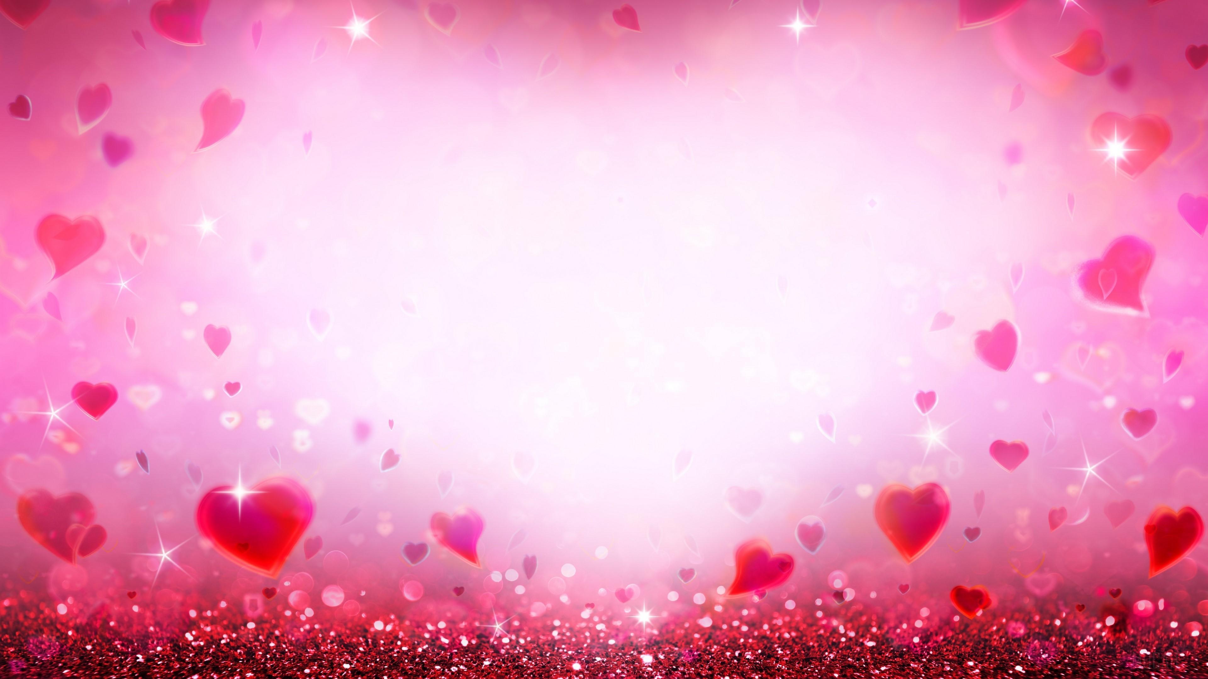 HD wallpaper, Glitter, Love, Pink, Romantic 4K, Heart