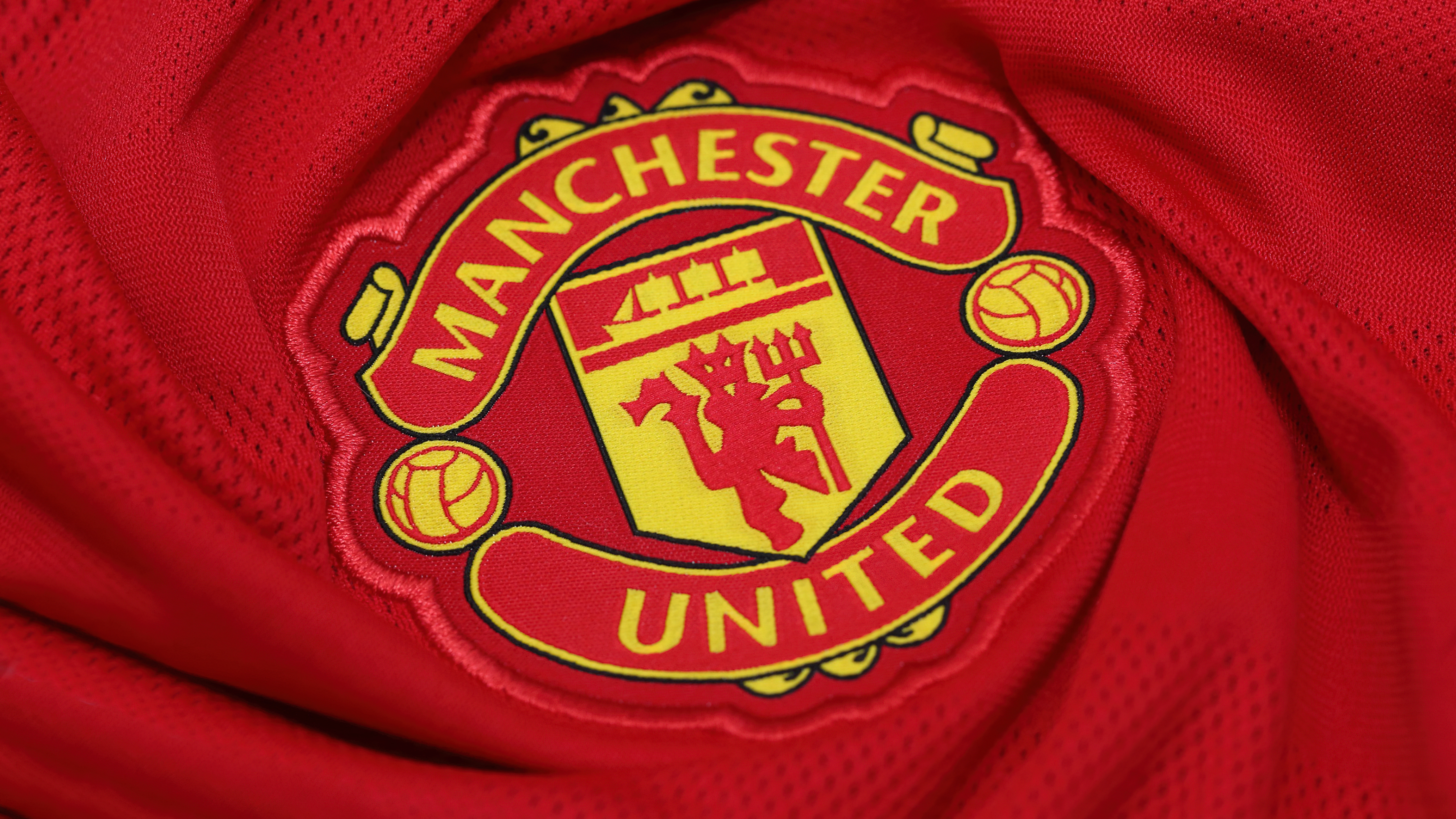 HD wallpaper, Football Club, 5K, Manchester United, Logo, Red Background