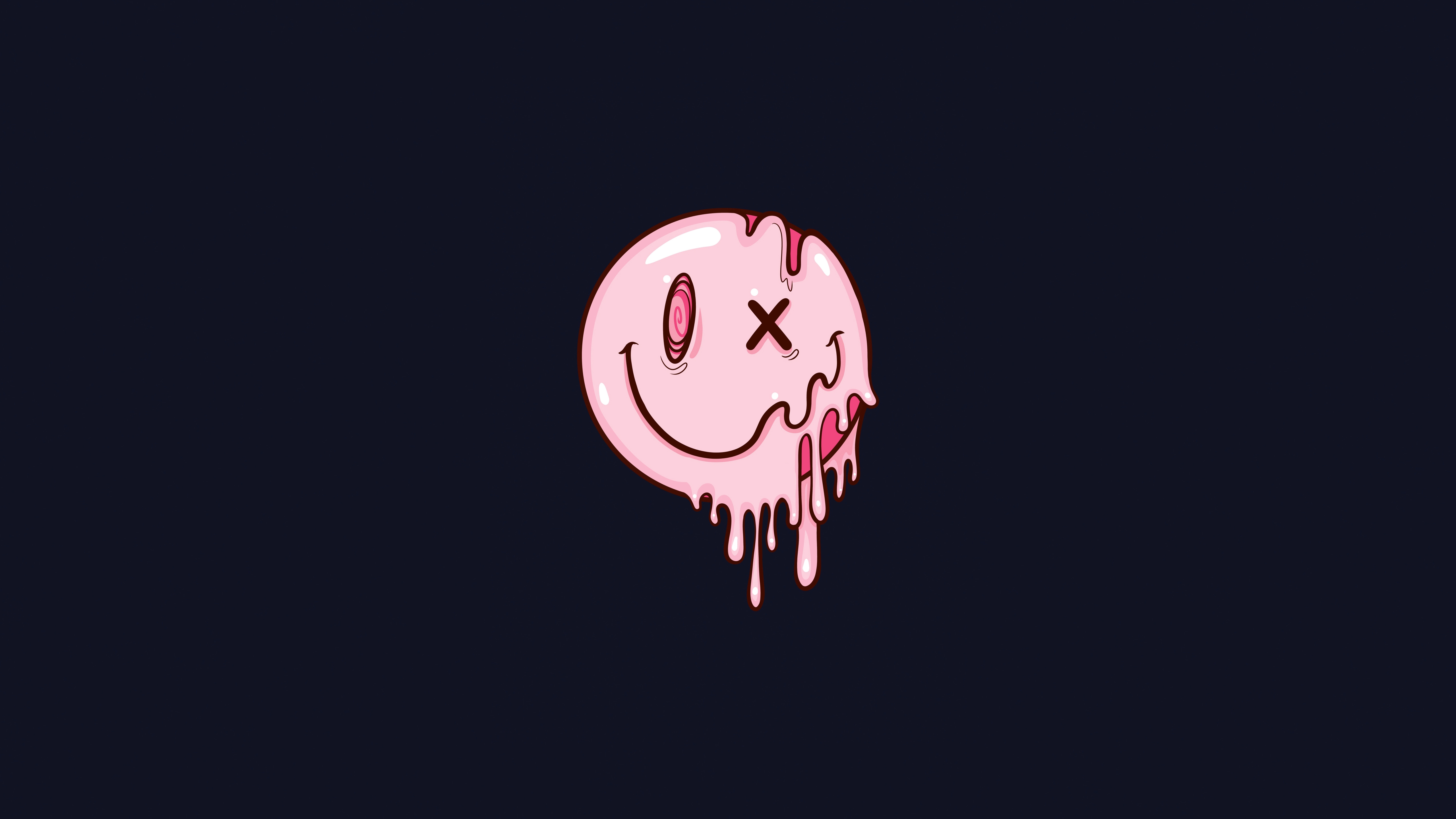 HD wallpaper, Dark Background, Simple, Drippy Smiley, Melting Smiley, Cute Smiley