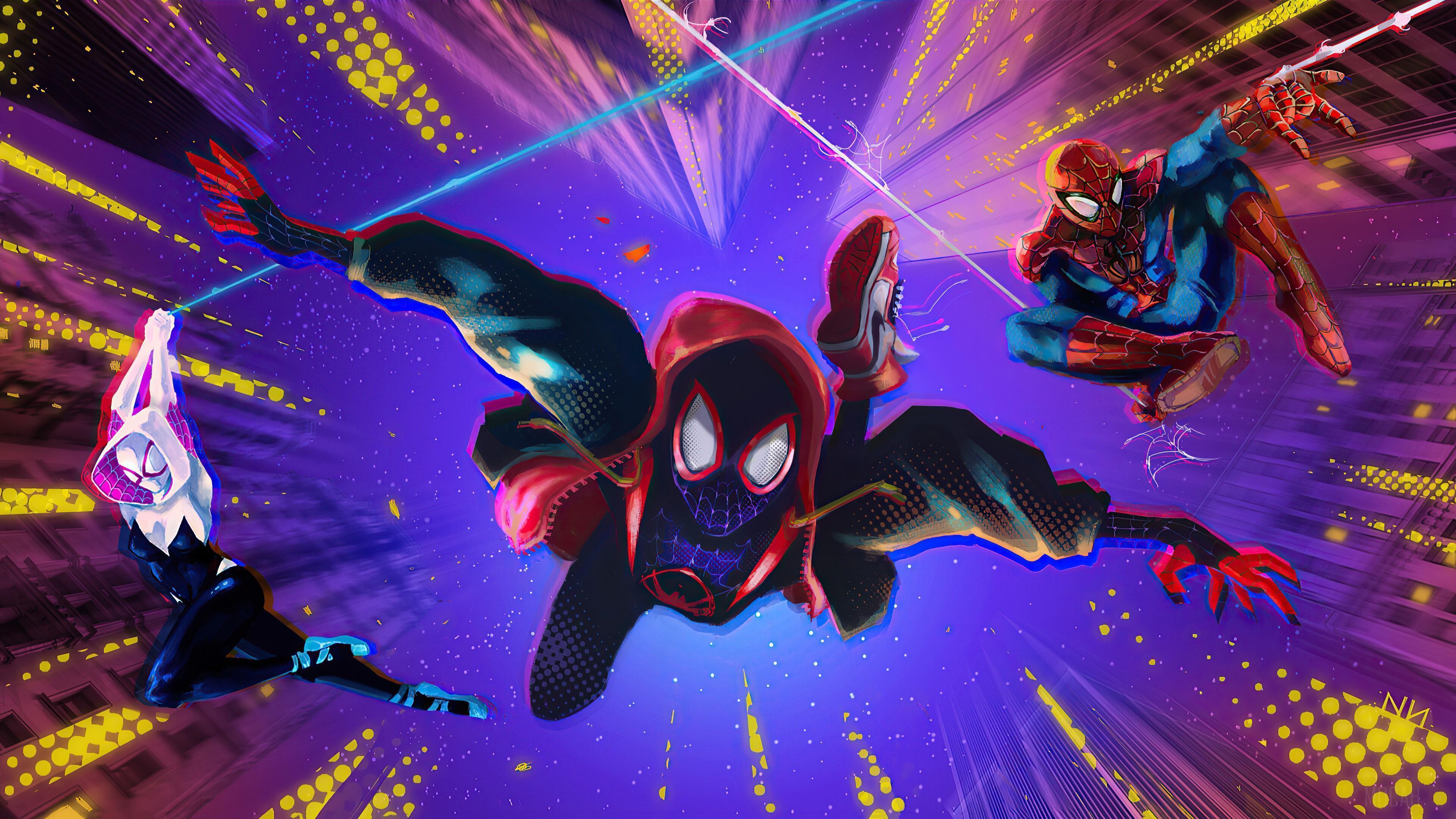HD wallpaper, Miles Morales, Movie, Gwen Stacy 4K, Spider Man, Peter Parker, Spider Gwen, Miles Morales, Spider Man Into The Spider Verse