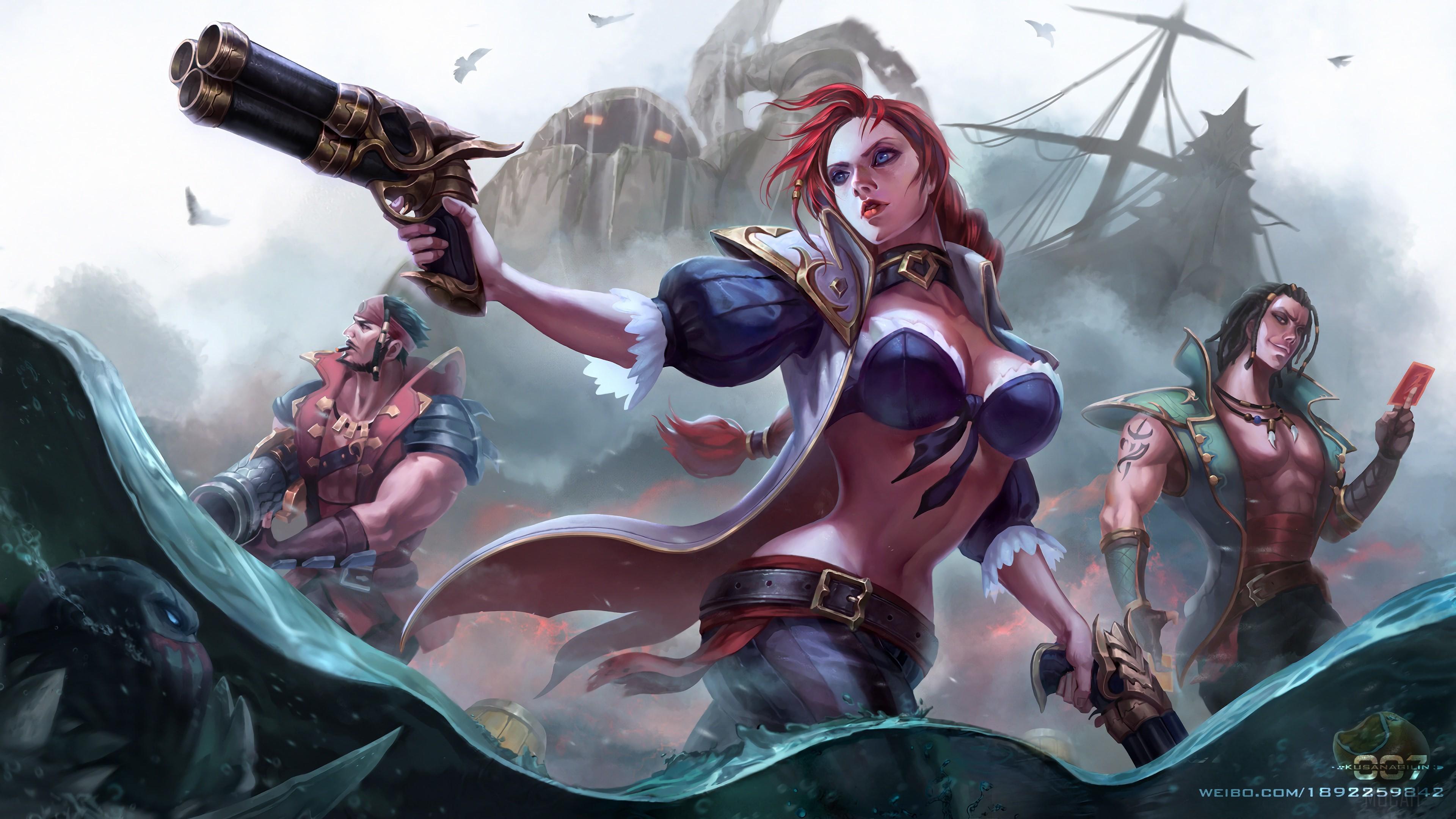 HD wallpaper, Miss Fortune Pyke Graves Twisted Fate And Nautilus League Of Legends Lol Lol 4K