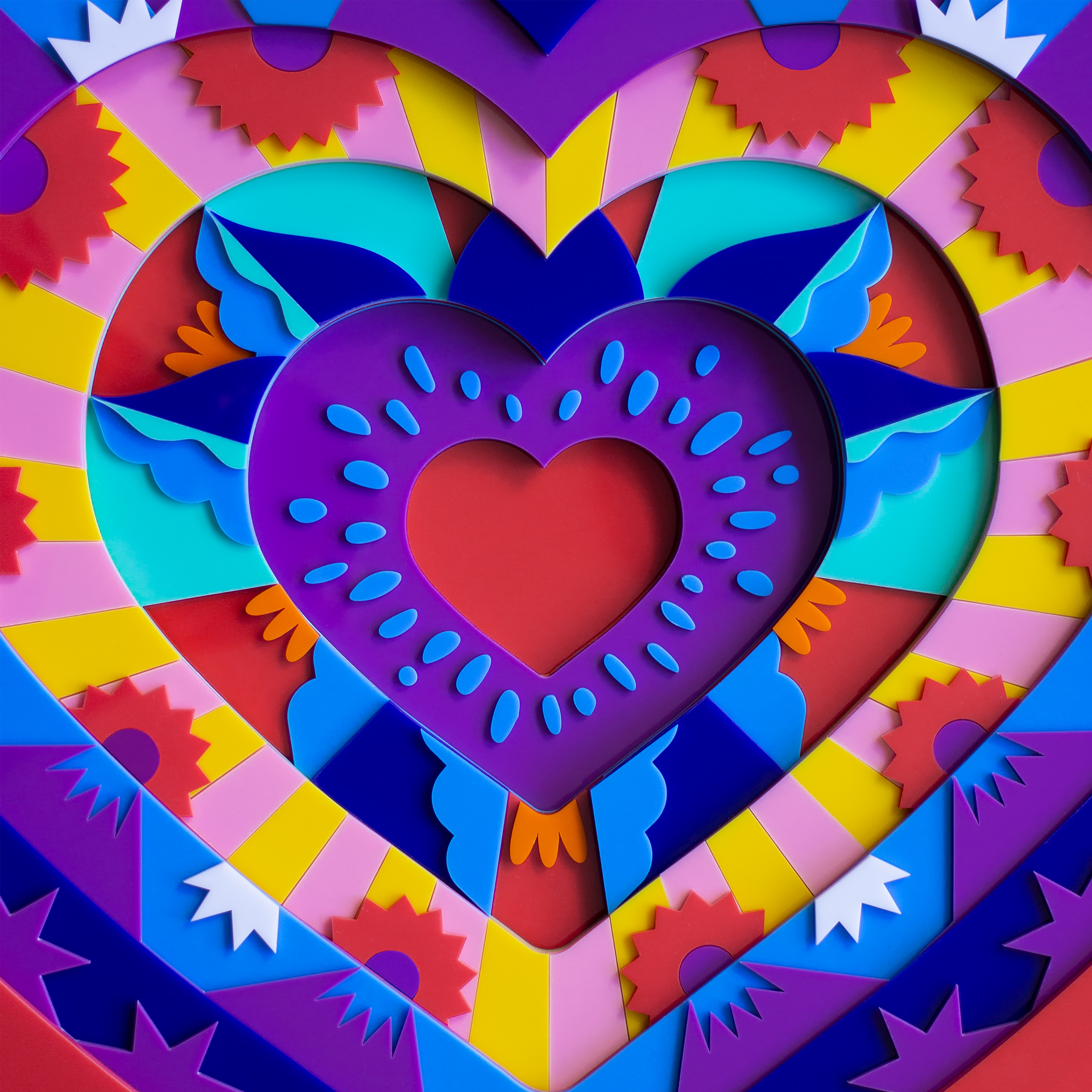 HD wallpaper, Love Heart, Acrylic, Multicolor, Instagram, Colorful, 3D