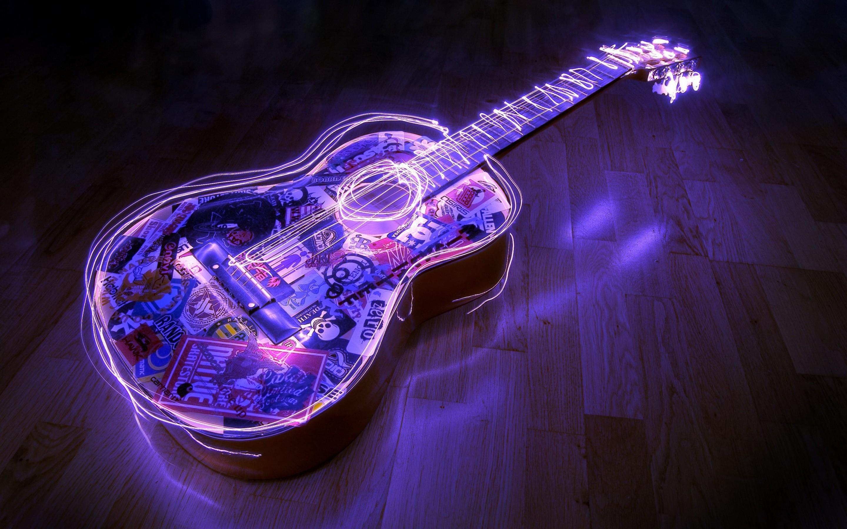 HD wallpaper, Guitar, Musical Instrument, Neon