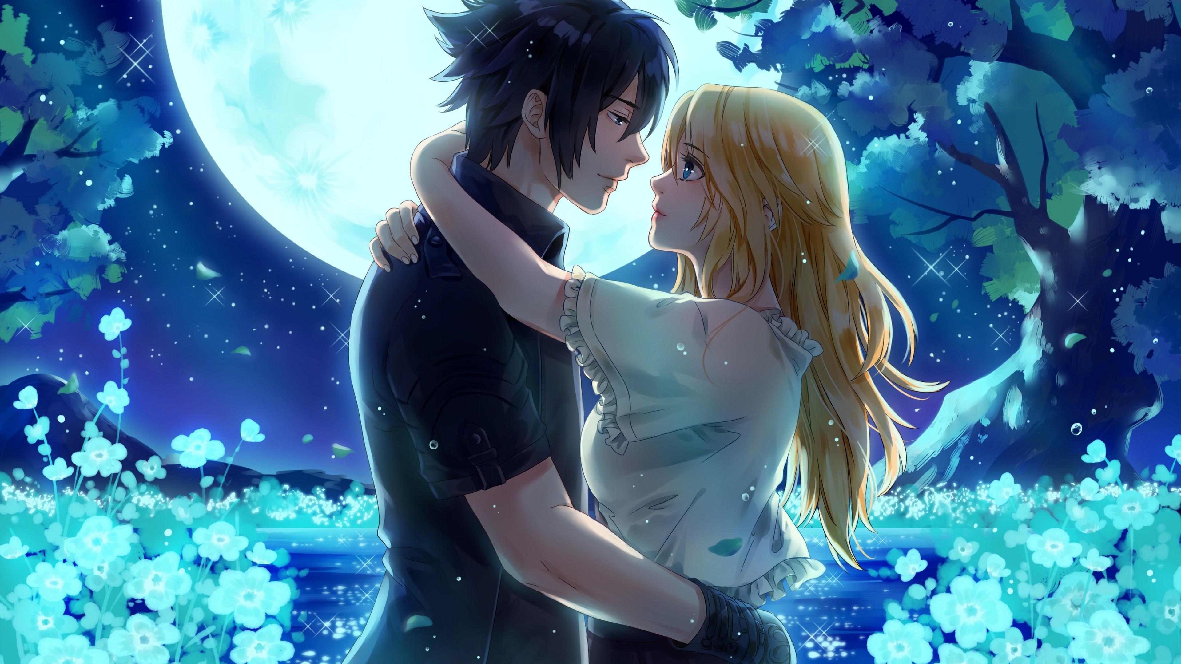 HD wallpaper, Noctis And Stella From Final Fantasy Xv Under The Moon 4K