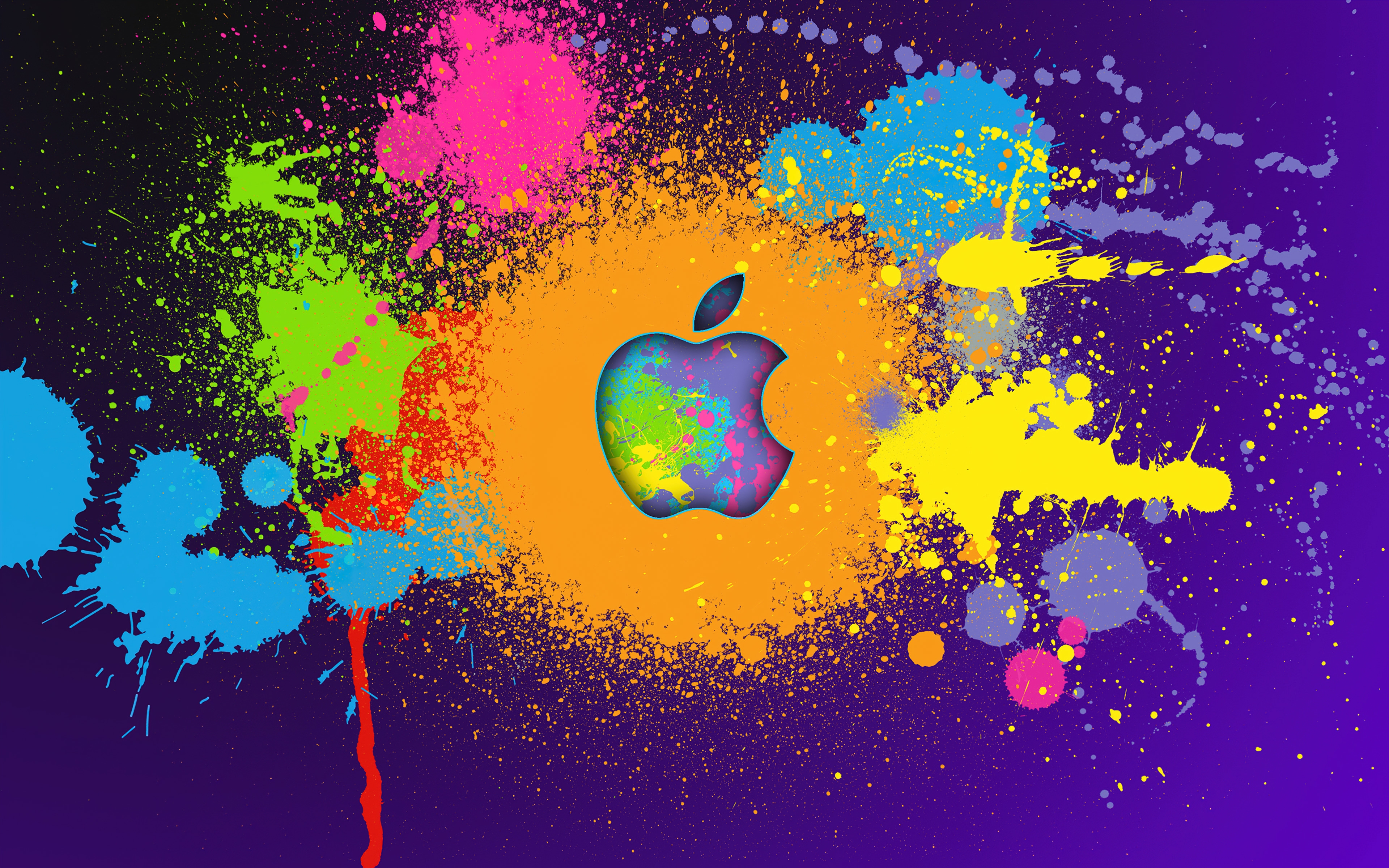 HD wallpaper, Paint, Color Burst, Apple Logo, Paint Brush, Colorful Background