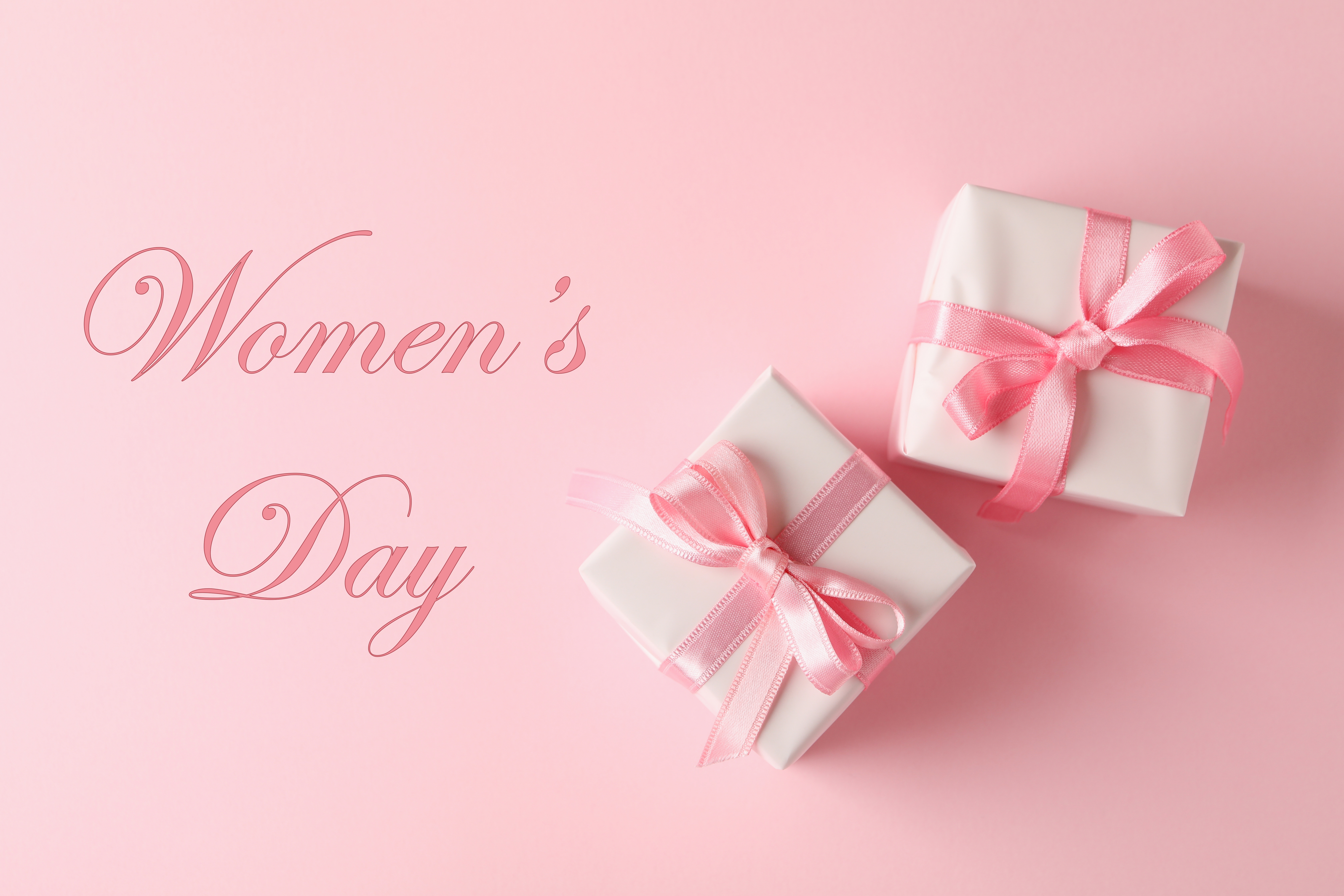 HD wallpaper, Gifts, 5K, Pastel Pink, March 8Th, Pastel Background, Gift Boxes, Peach Background