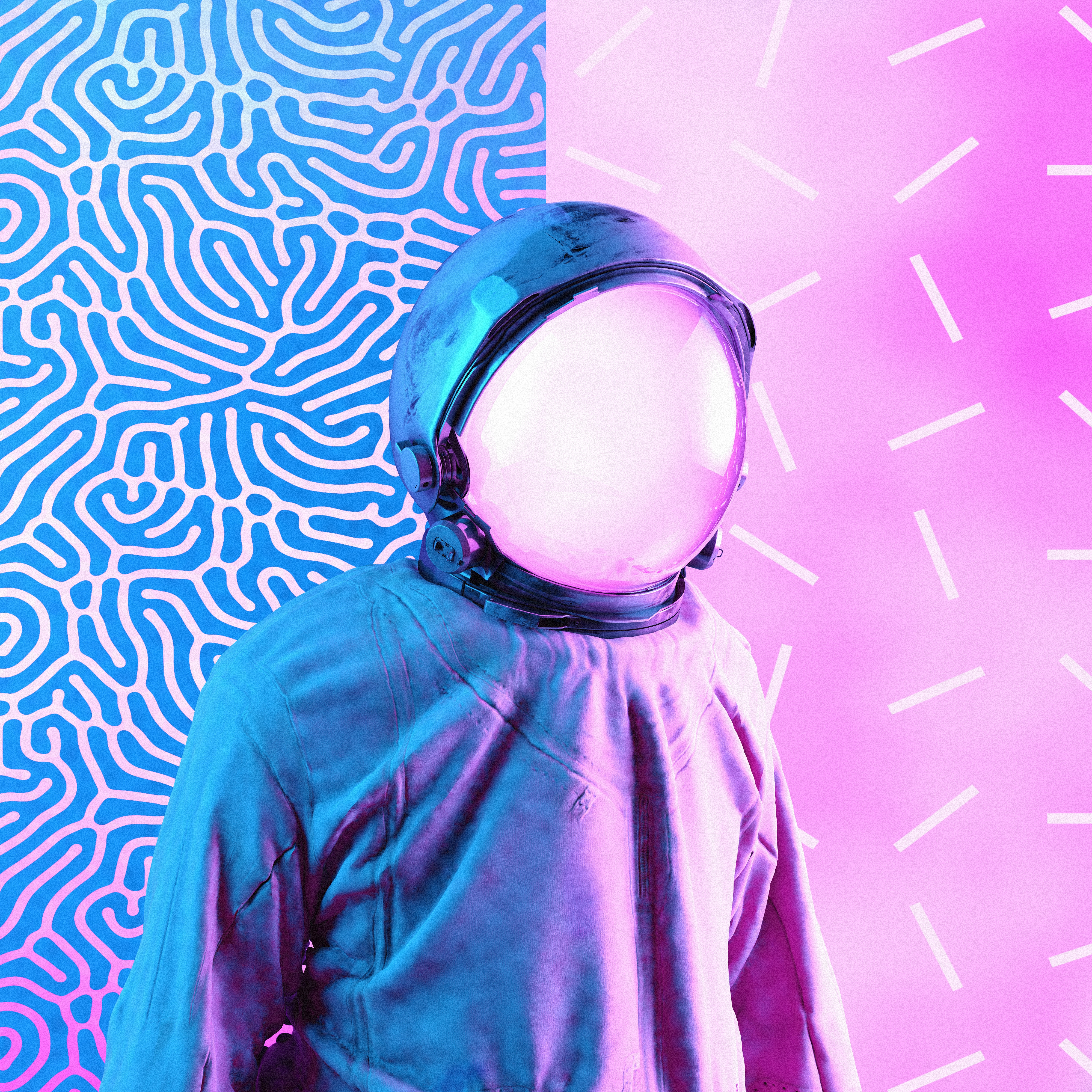 HD wallpaper, Space Suit, Experiment, Pink Background, Faceless, Cgi, Vaporwave