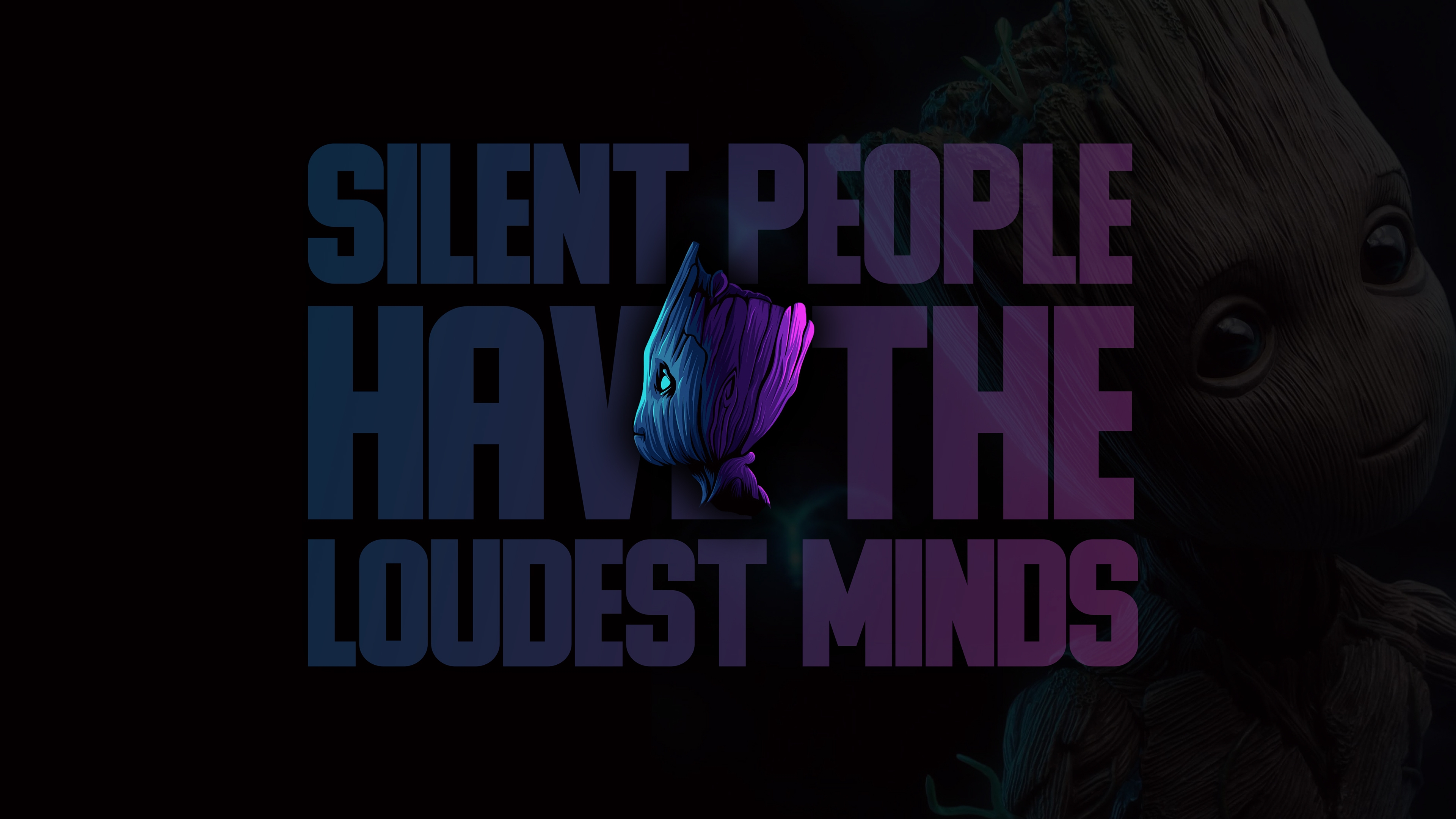 HD wallpaper, Silent People Have The Loudest Minds, Dark, Baby Groot, Popular Quotes