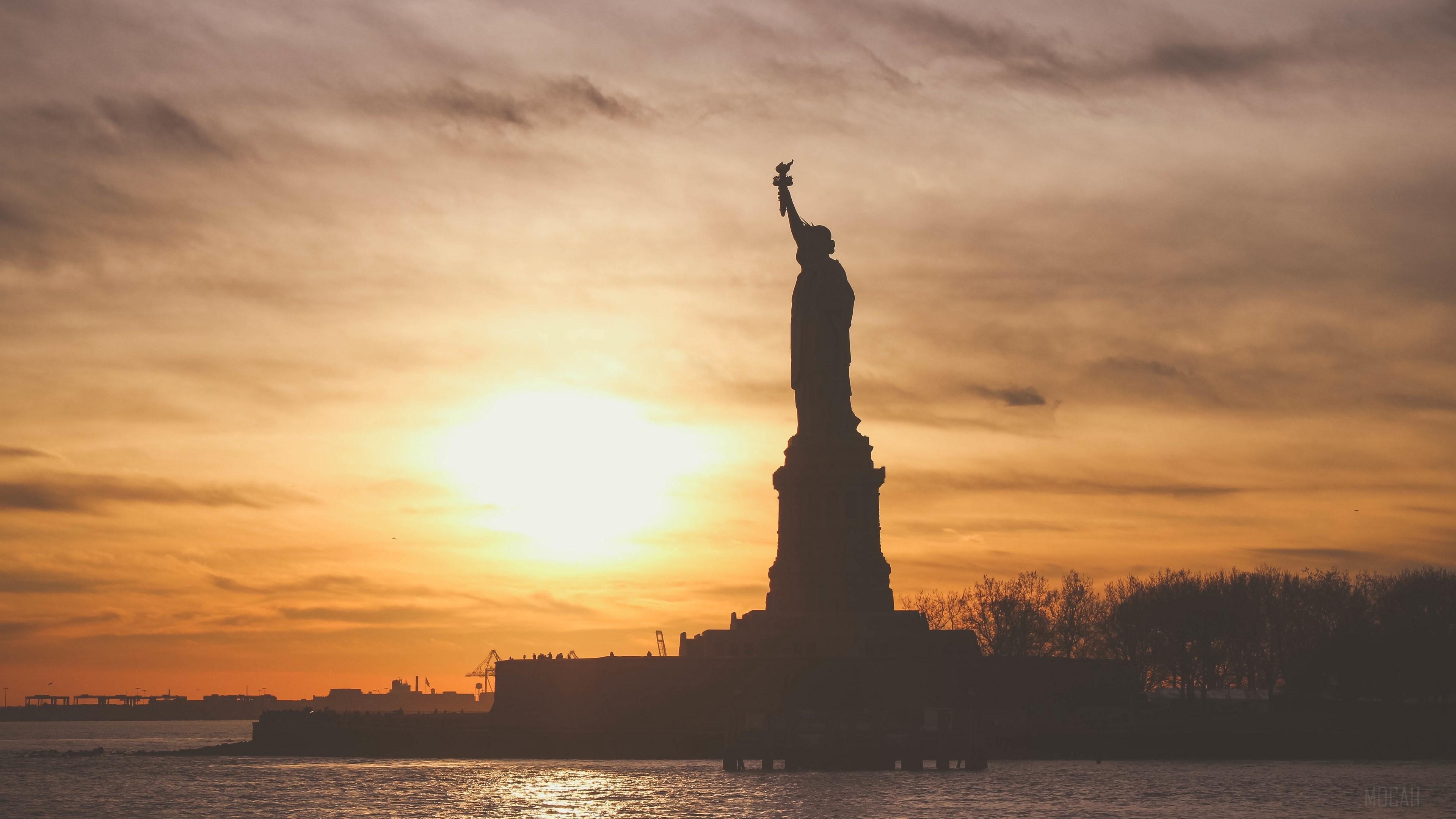 HD wallpaper, Sunset, Usa, Statue Of Liberty, America, Sculpture 4K