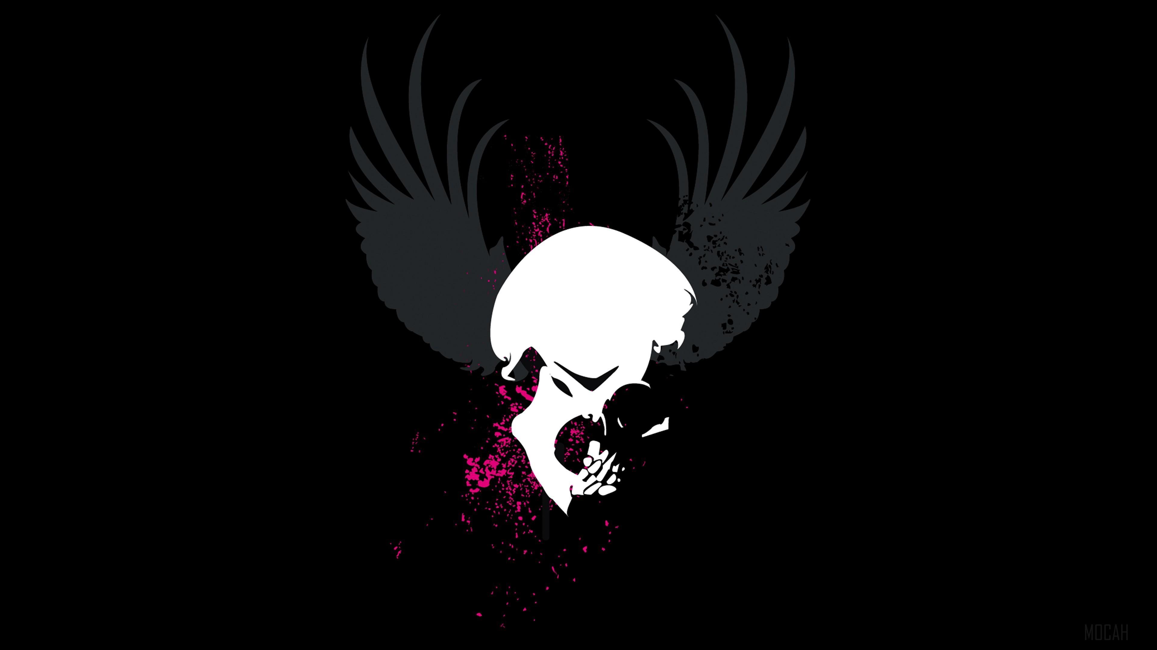 HD wallpaper, Skull Grunge Wings Dark 4K