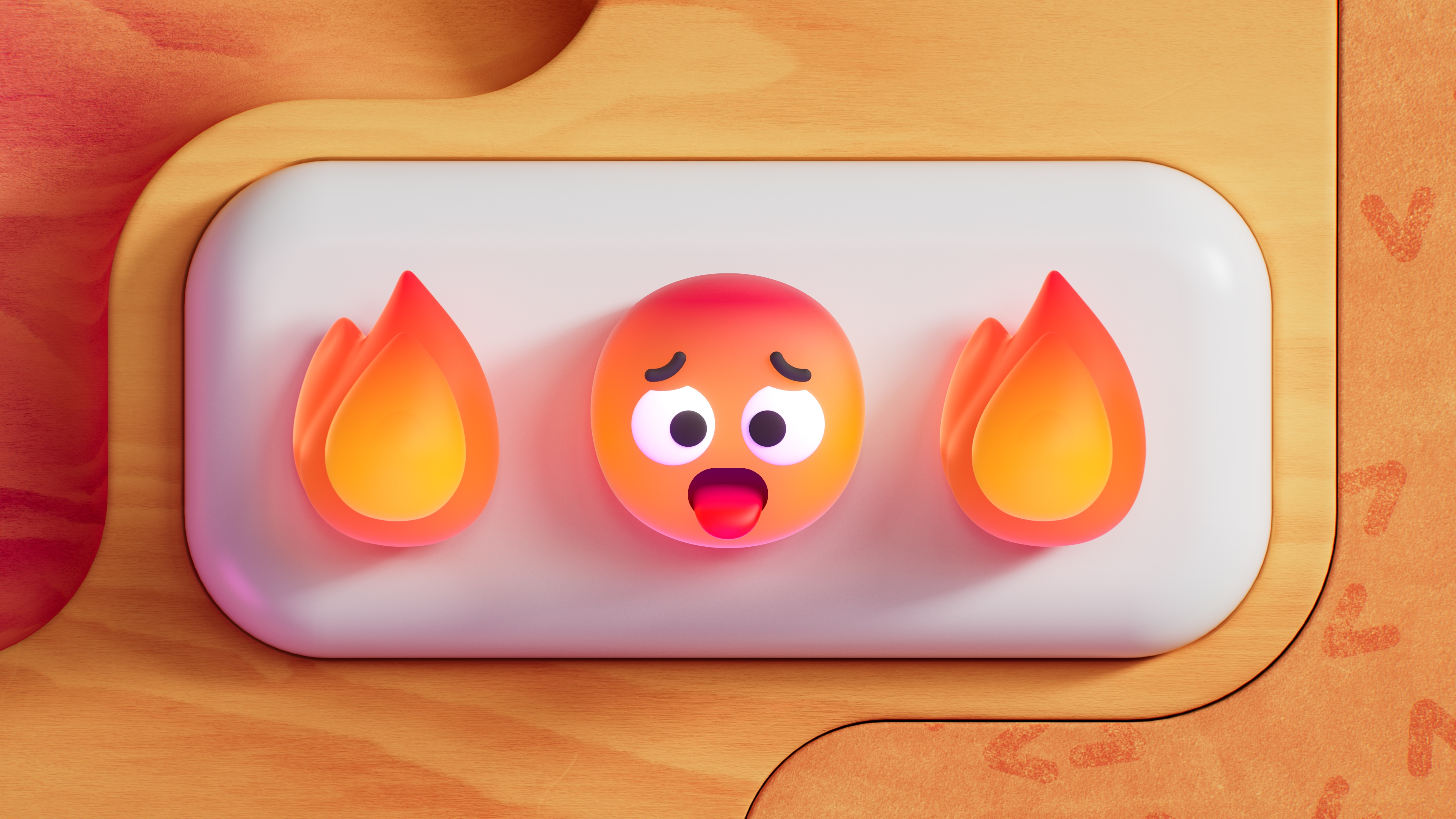 HD wallpaper, Emoticons, 3D Background, Emoji, Smiley, Fire