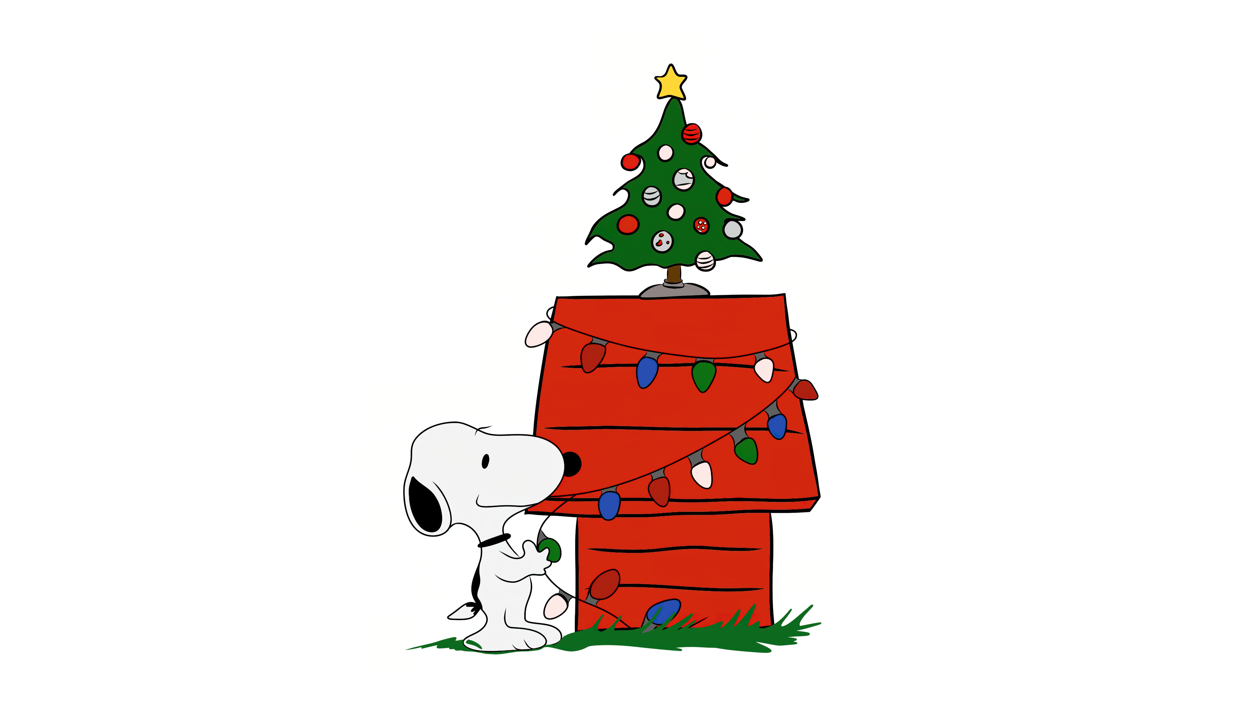 HD wallpaper, Peanuts, Xmas Tree, Cartoon, 5K, Christmas Decoration, Snoopy