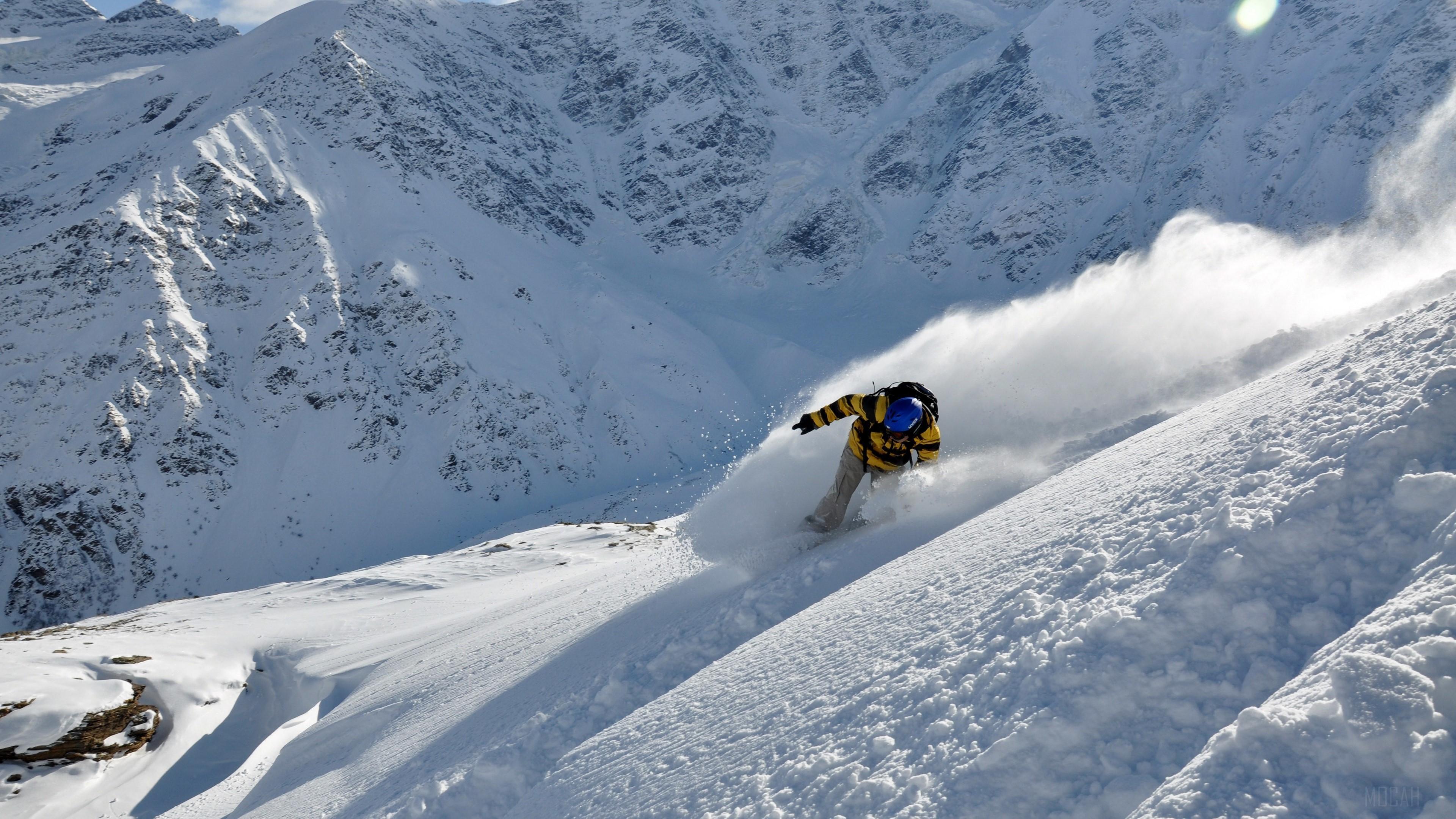 HD wallpaper, Snow, Mountains 4K, Snowboarder