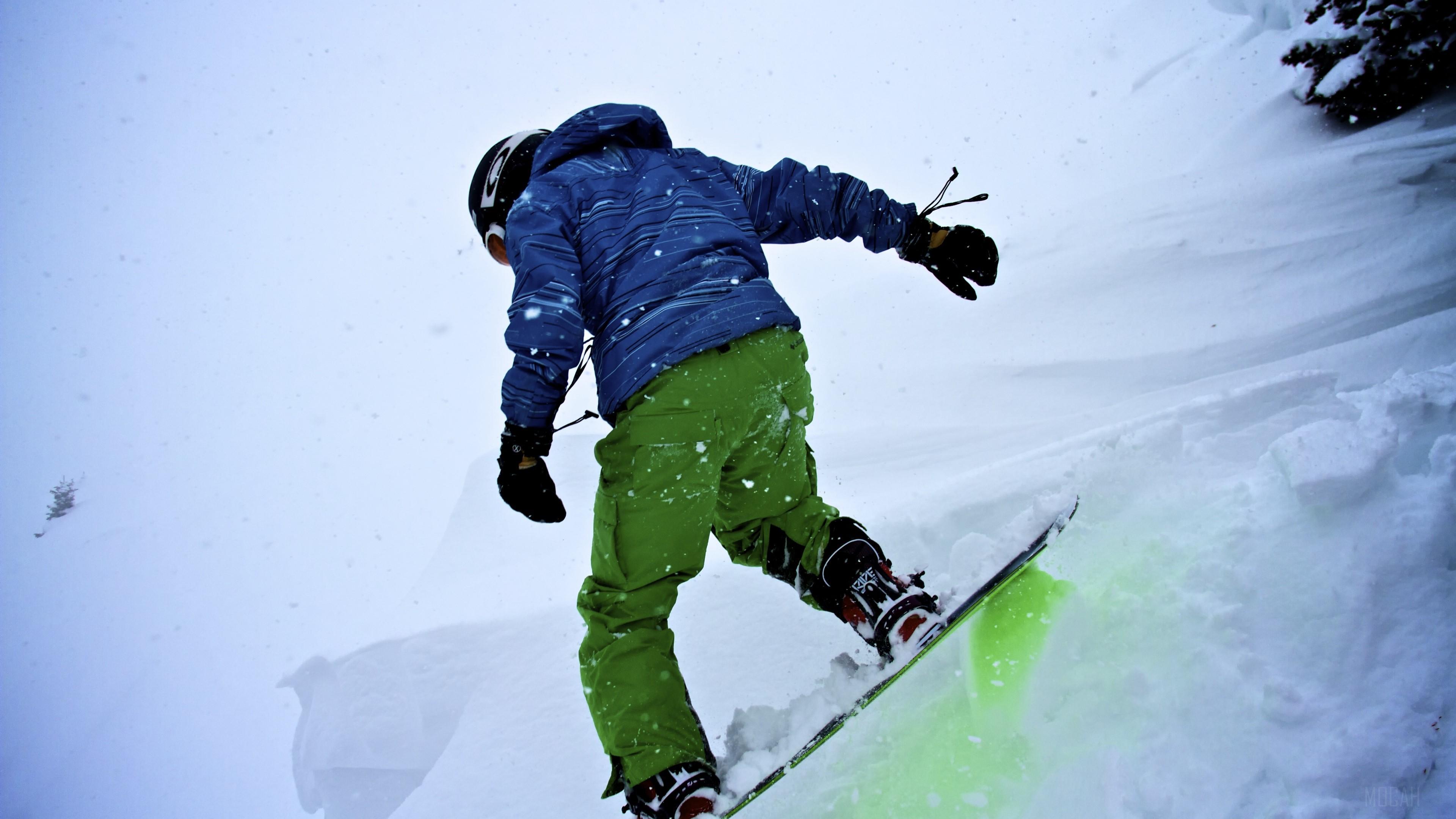 HD wallpaper, Snowboard, Winter 4K, Snowfall, Snowboarder