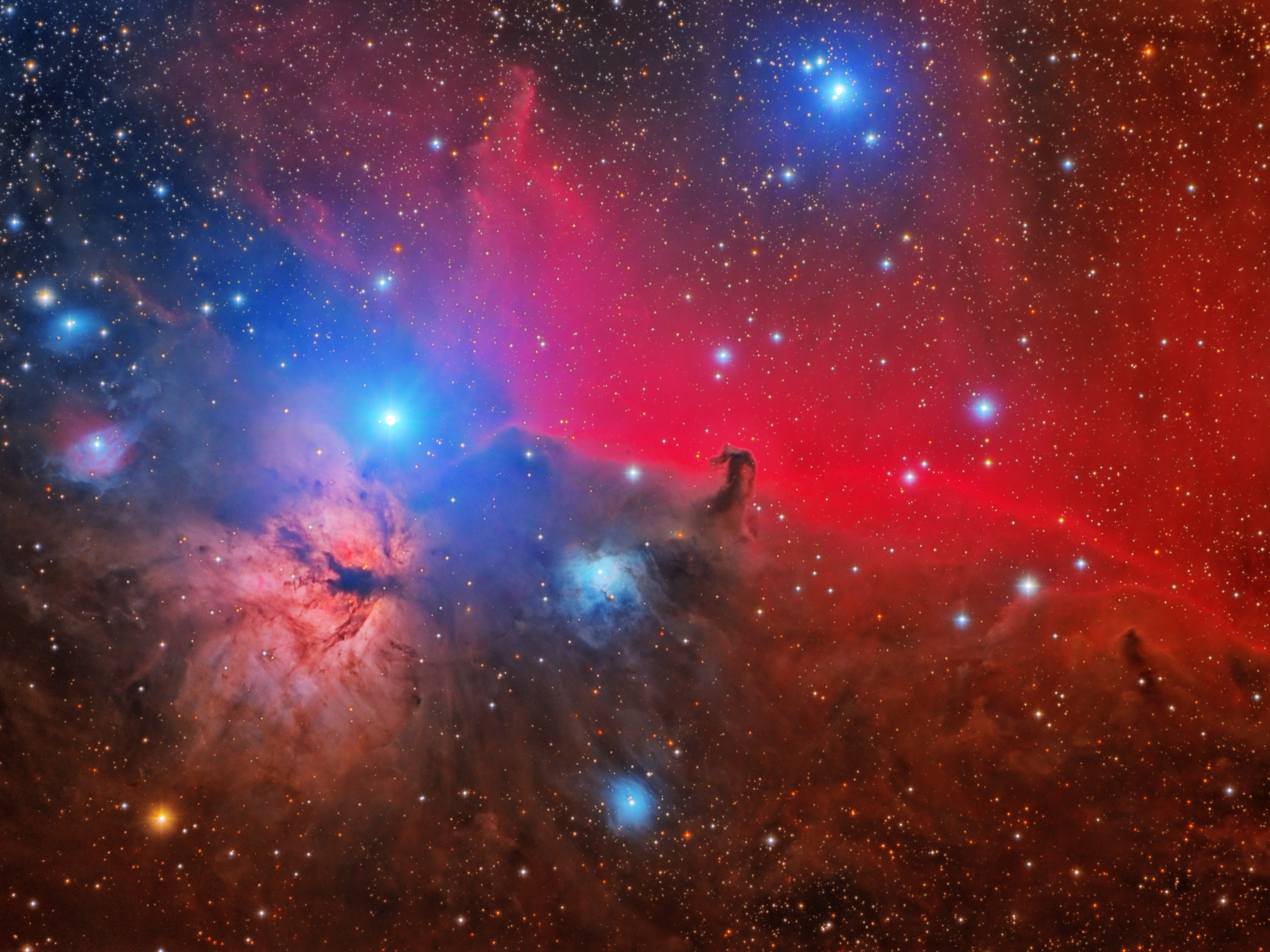 HD wallpaper, Astronomy, Outer Space, Horsehead Flame Nebula, Stars, Space Observation, Orion Constellation, Cosmology