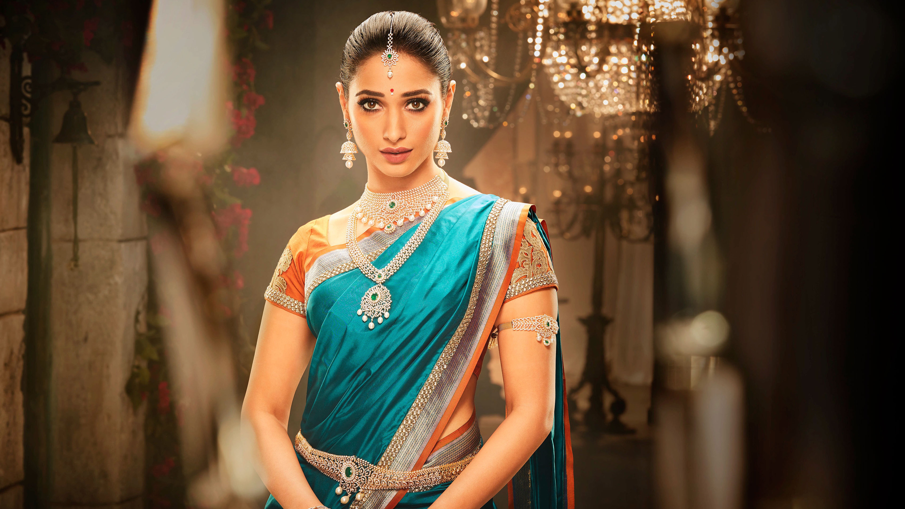 HD wallpaper, Jewellery, Telugu Heroine, Tollywood, Tamanna Bhatia, Traditional, Bollywood Actress, Saree, Indian Actress