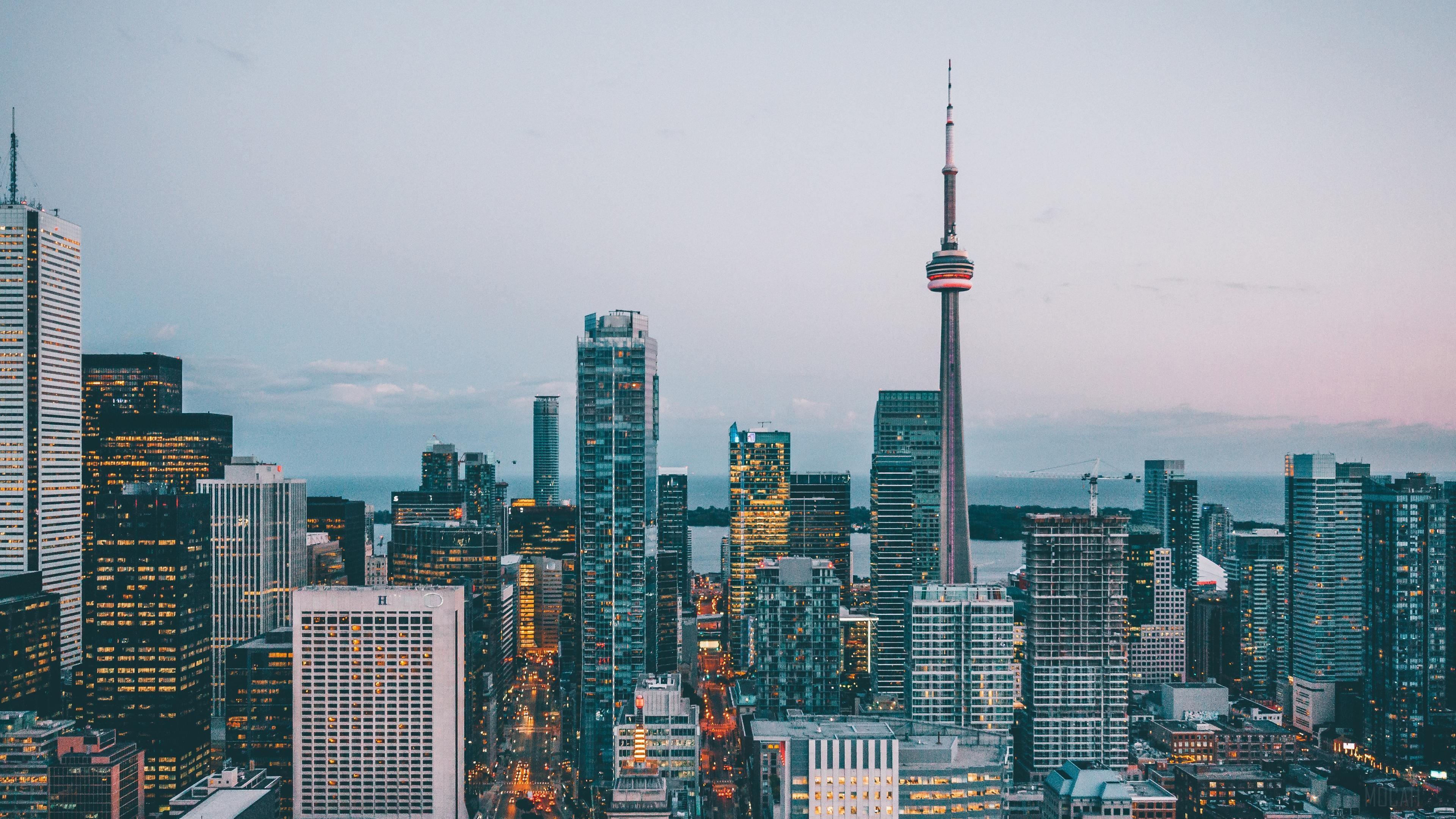 HD wallpaper, Toronto Citylights Tallest Skyscraper Dusk Evening Canada 4K