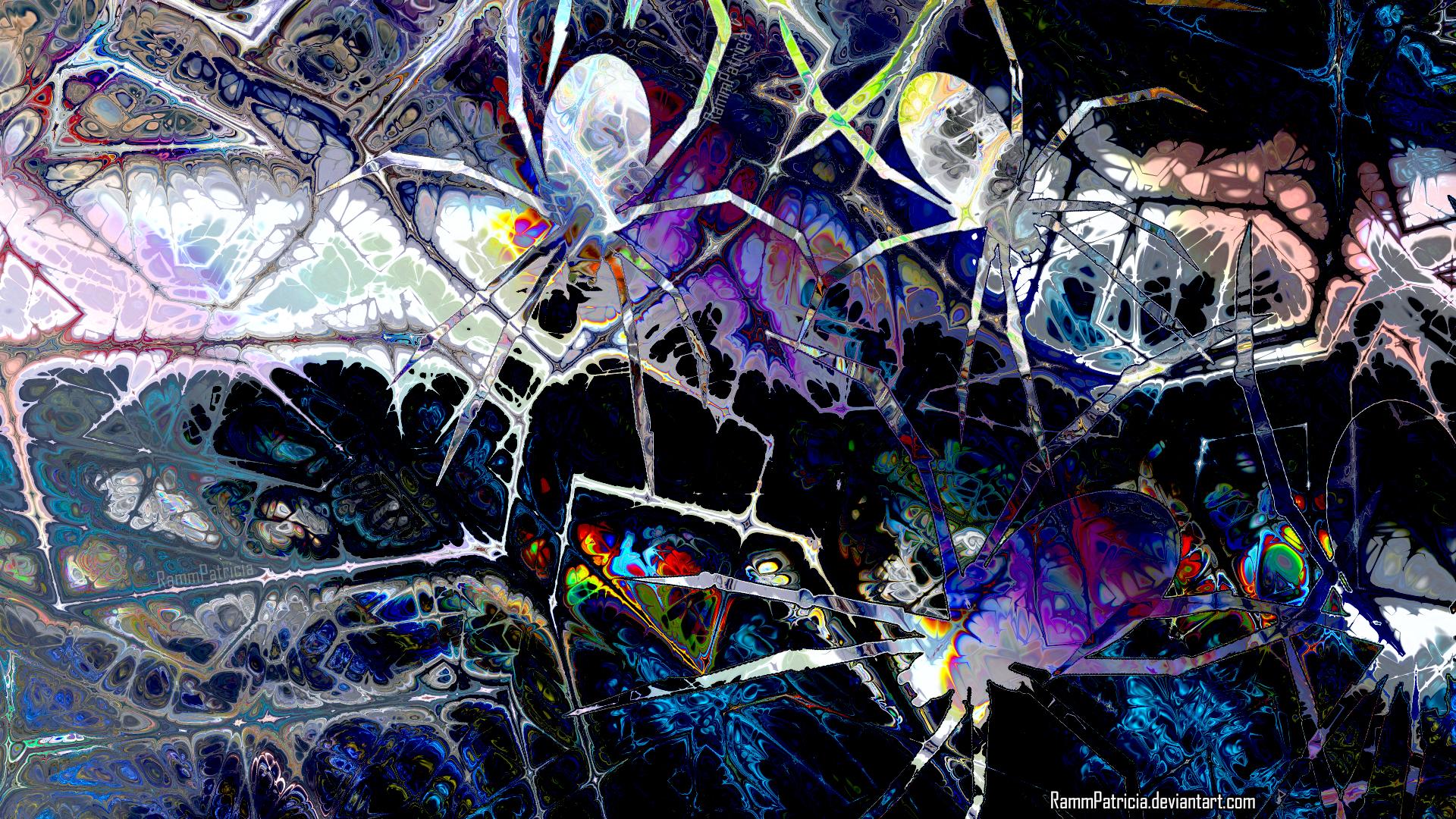 HD wallpaper, Iridescent, Tarantula, Spider, Psychedelic, Rammpatricia, Trippy, Colorful, Watermarked, Abstract, Digital Art