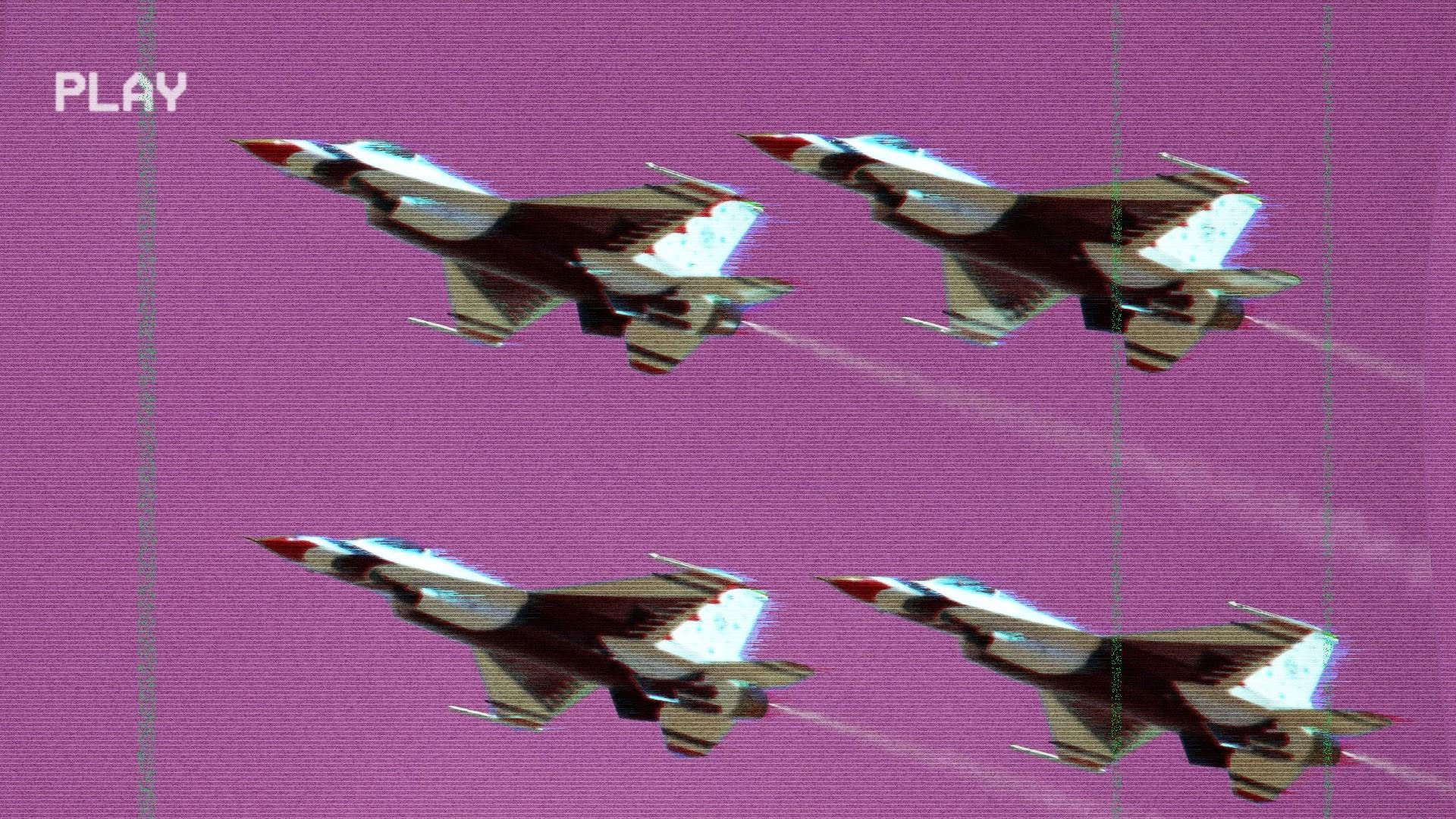 HD wallpaper, Military Vehicle, Vaporwave, Natowave, Vhs, Military Aircraft, Us Air Force, General Dynamics F 16 Fighting Falcon, Vehicle, Glitch Art, Aircraft, Multirole Fighter, Thunderbirds, Formation, Aerobatic Team