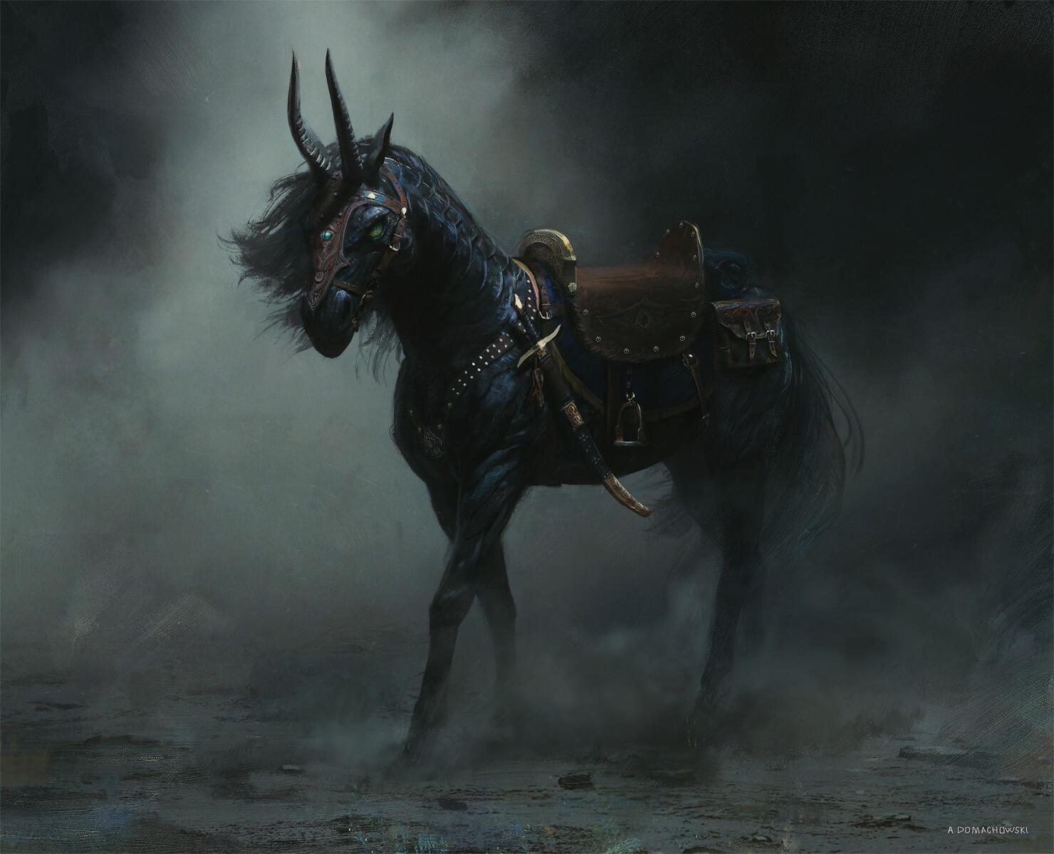 HD wallpaper, Dark, Horse, Fantasy Art, Andrew Domachowski