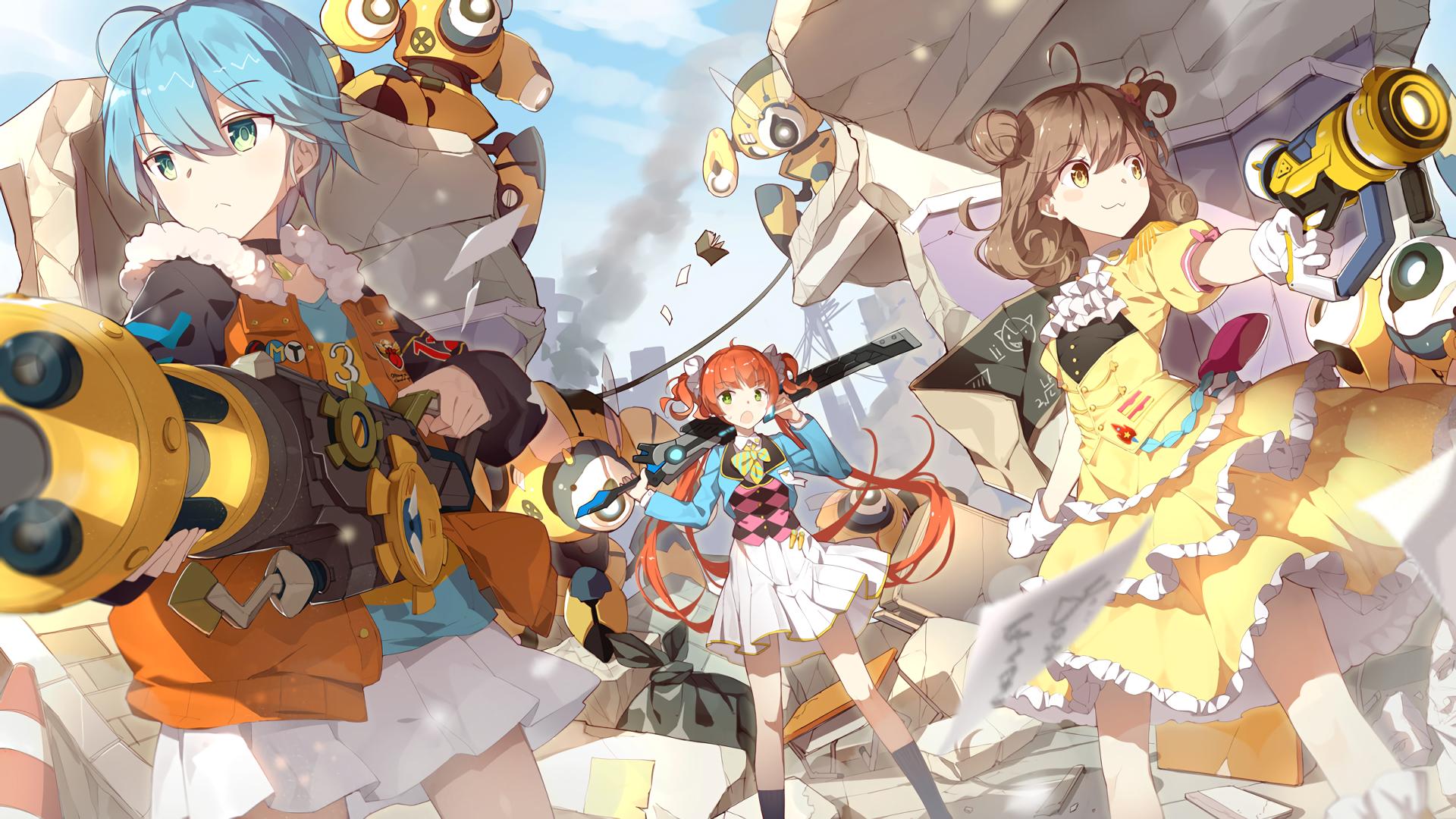 HD wallpaper, Girl Cafe Gun, Weapon, Anime, Anime Girls