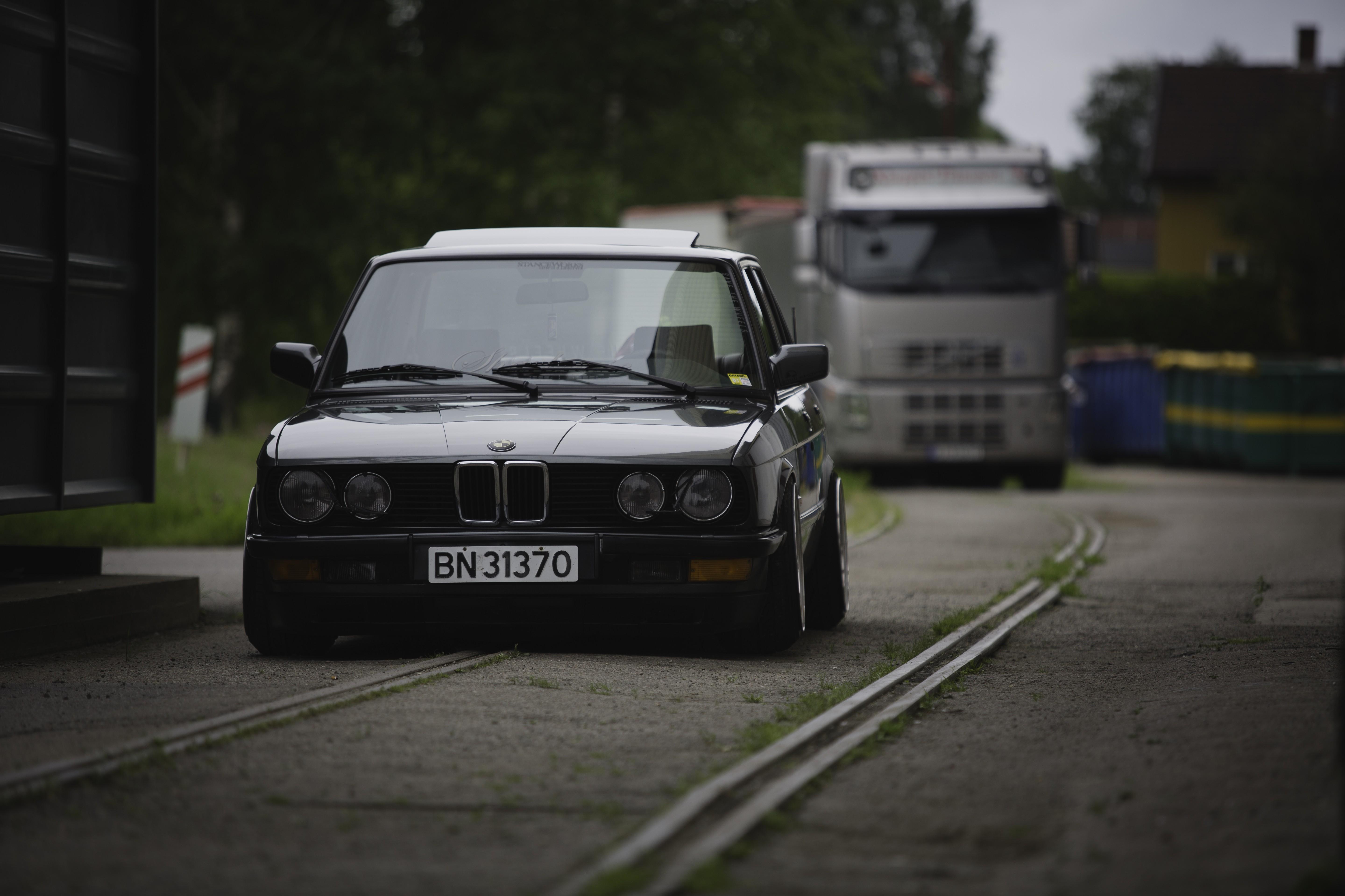 HD wallpaper, Norway, Black Cars, Numbers, Stanceworks, Static, Bmw, German Cars, Bmw 5 Series, Car, Bmw E28, Low Car, Canon 5D