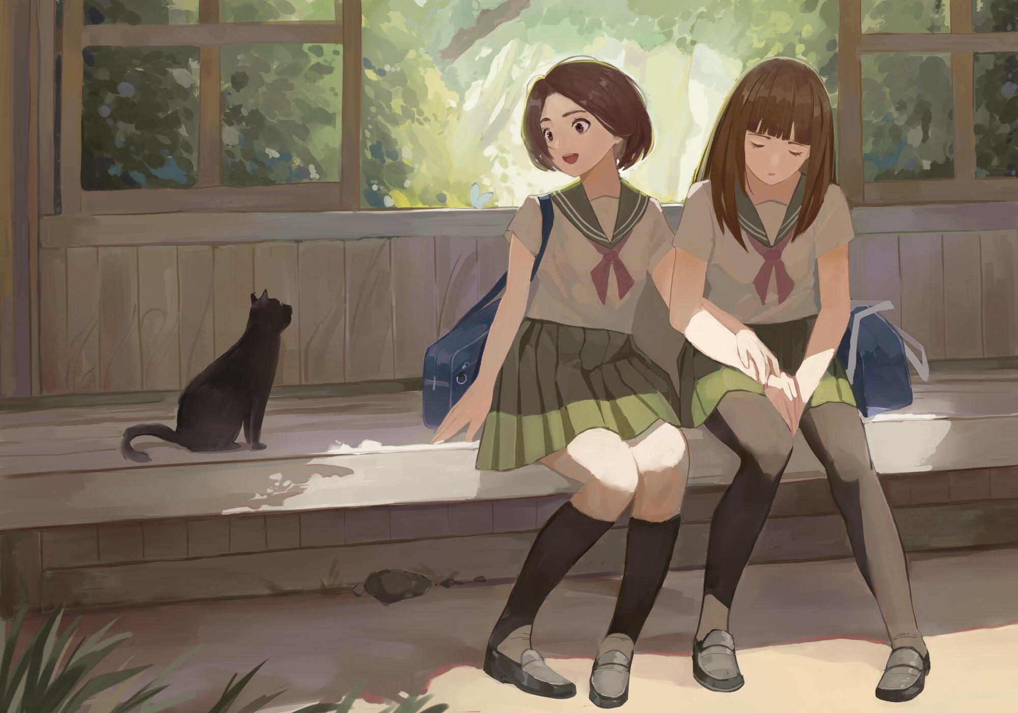 HD wallpaper, Anime Girls, Cats, Vic, Original Characters, Anime