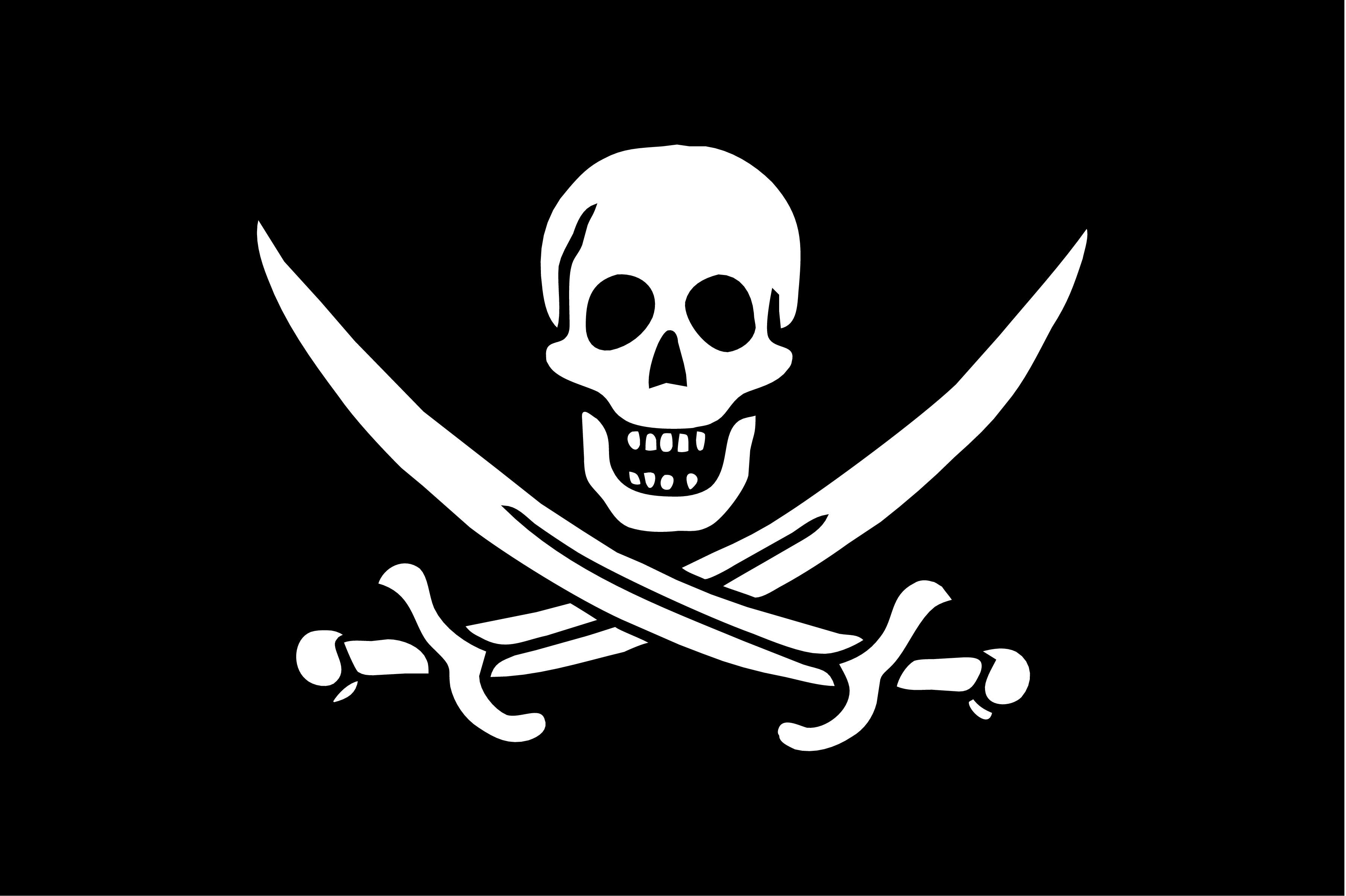 HD wallpaper, Sword, Flag, Skull And Bones, Black Background, Simple Background, Pirate Flag, Jolly Roger