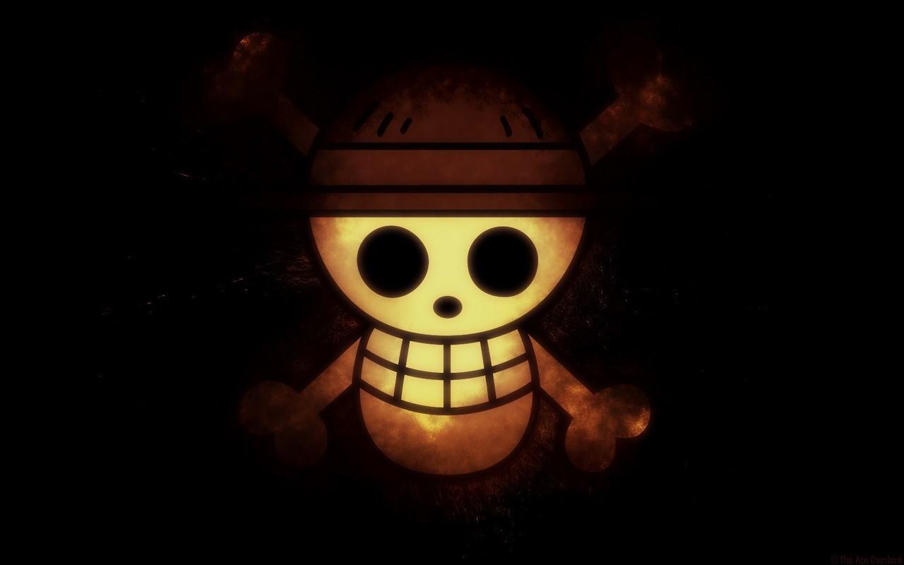 HD wallpaper, Jolly Roger, Anime, Black Background, One Piece, Simple Background, Straw Hat Pirates