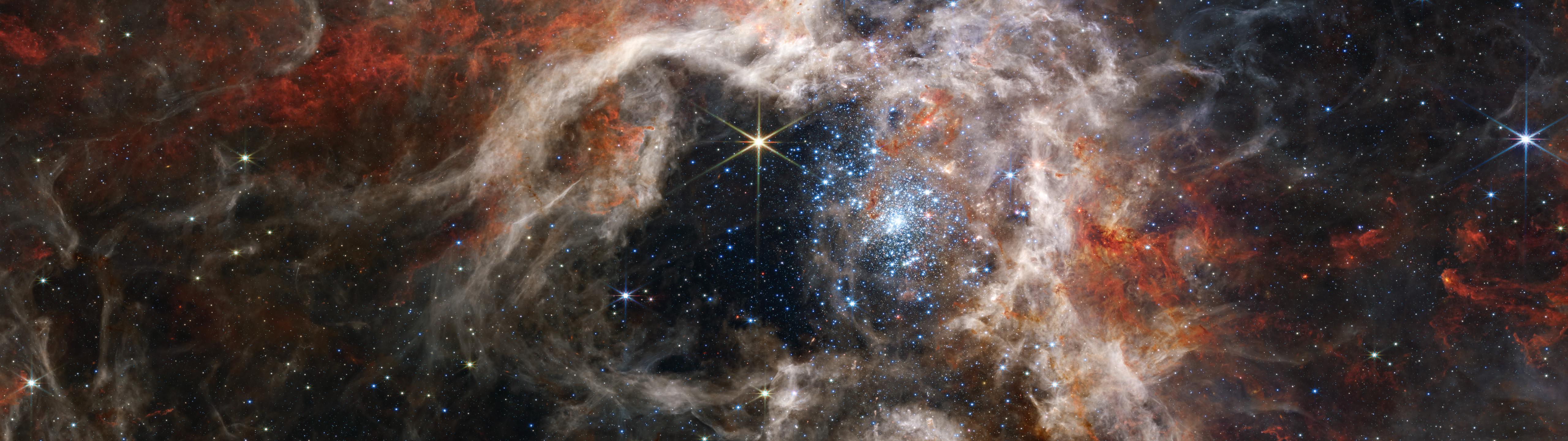 HD wallpaper, James Webb Space Telescope, Ultrawide, Nebula, Science, Stars, Tarantula Nebula, Infrared, Space