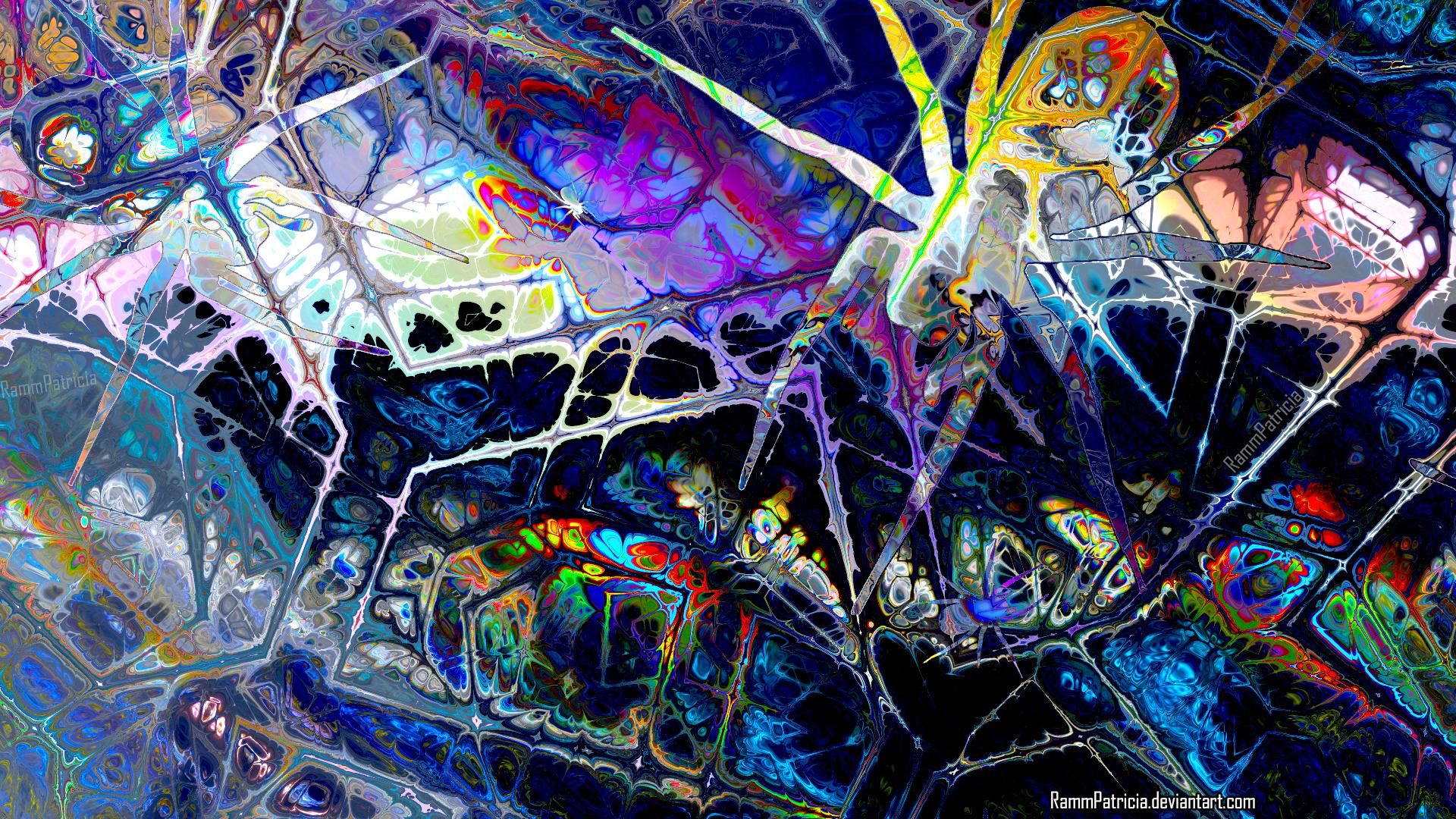 HD wallpaper, Digital Art, Spider, Psychedelic, Abstract, Iridescent, Tarantula, Watermarked, Colorful, Trippy, Rammpatricia