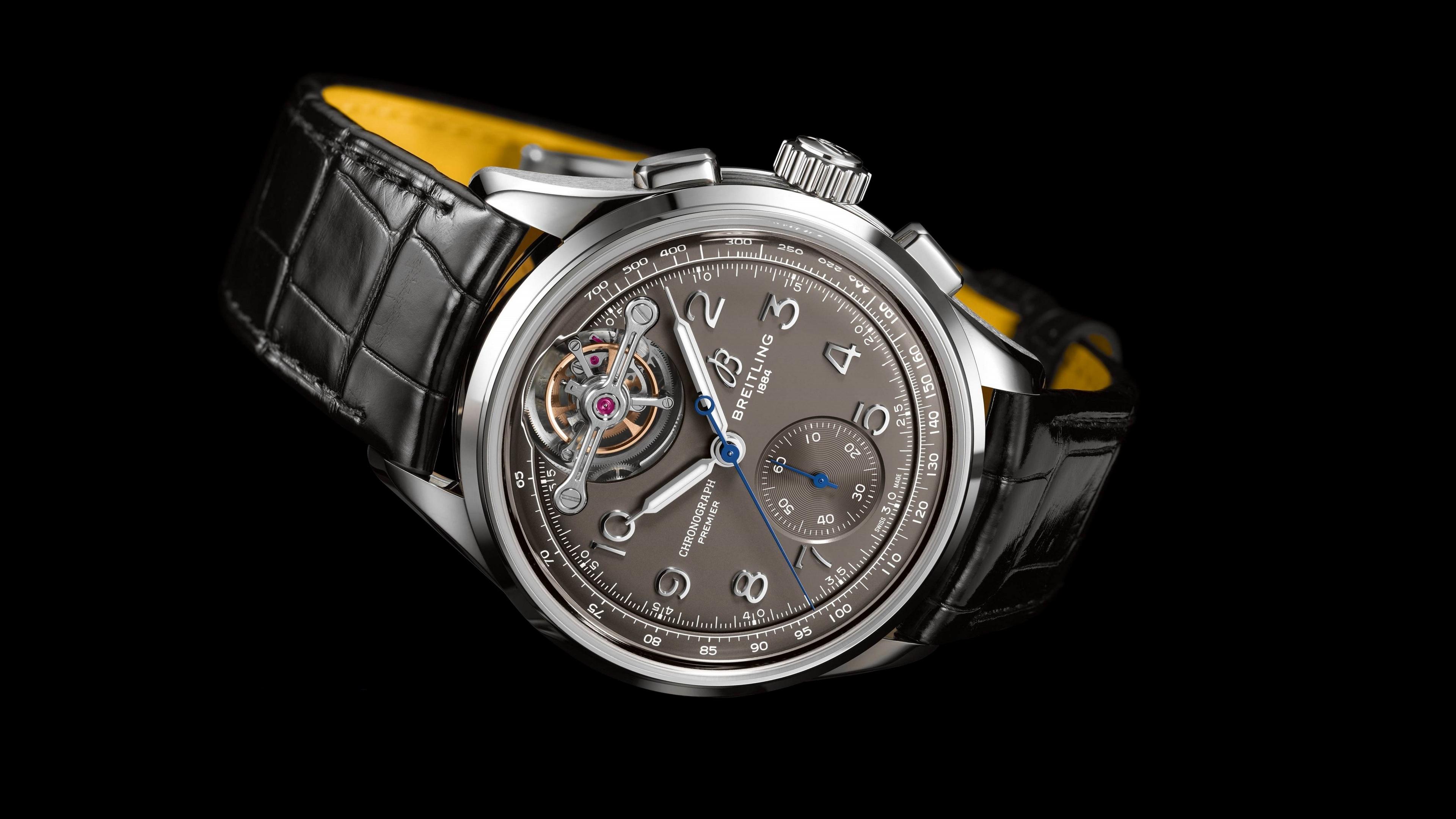 HD wallpaper, Luxury Watches, Breitling, Technology, Numbers, Wristwatch, Simple Background, Dark Background, Watch