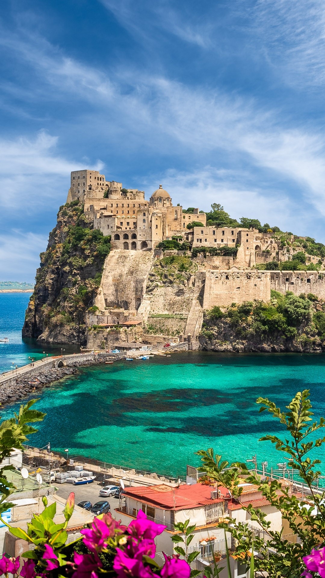 HD wallpaper, Samsung 1080P Ischia Wallpaper, Medieval Aragonese Castle, Ischia Island, Italy, 1080X1920 Full Hd Phone, Gulf Of Naples