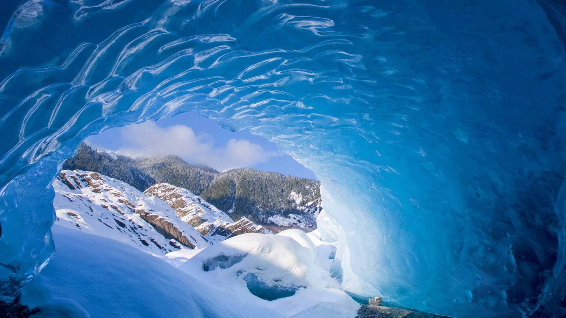 HD wallpaper, Pristine Beauty, 1920X1080 Full Hd Desktop, Frozen Wonderland, Mystical Ice Caves, Crystal Blue Waves, Desktop Full Hd Ice Cave Wallpaper Photo