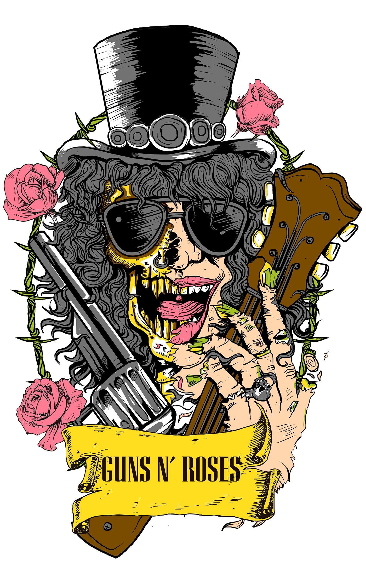 HD wallpaper, Drawing, 1400X2190 Hd Phone, Slash T Shirt Art, Iphone Hd Guns N Roses Background Image
