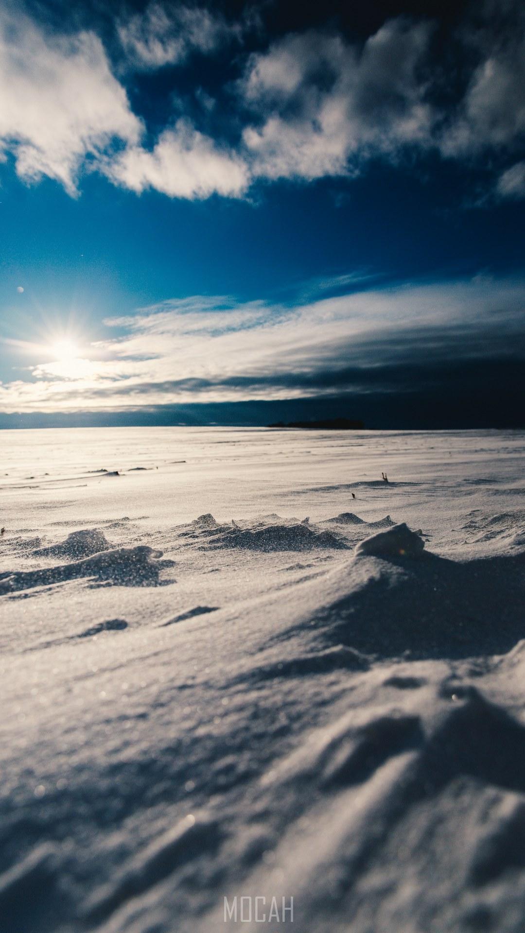 HD wallpaper, A Blue Sky In White Clouds With White Snow Fall On The Ground, 1080X1920, A Blue Sky Above White Snow